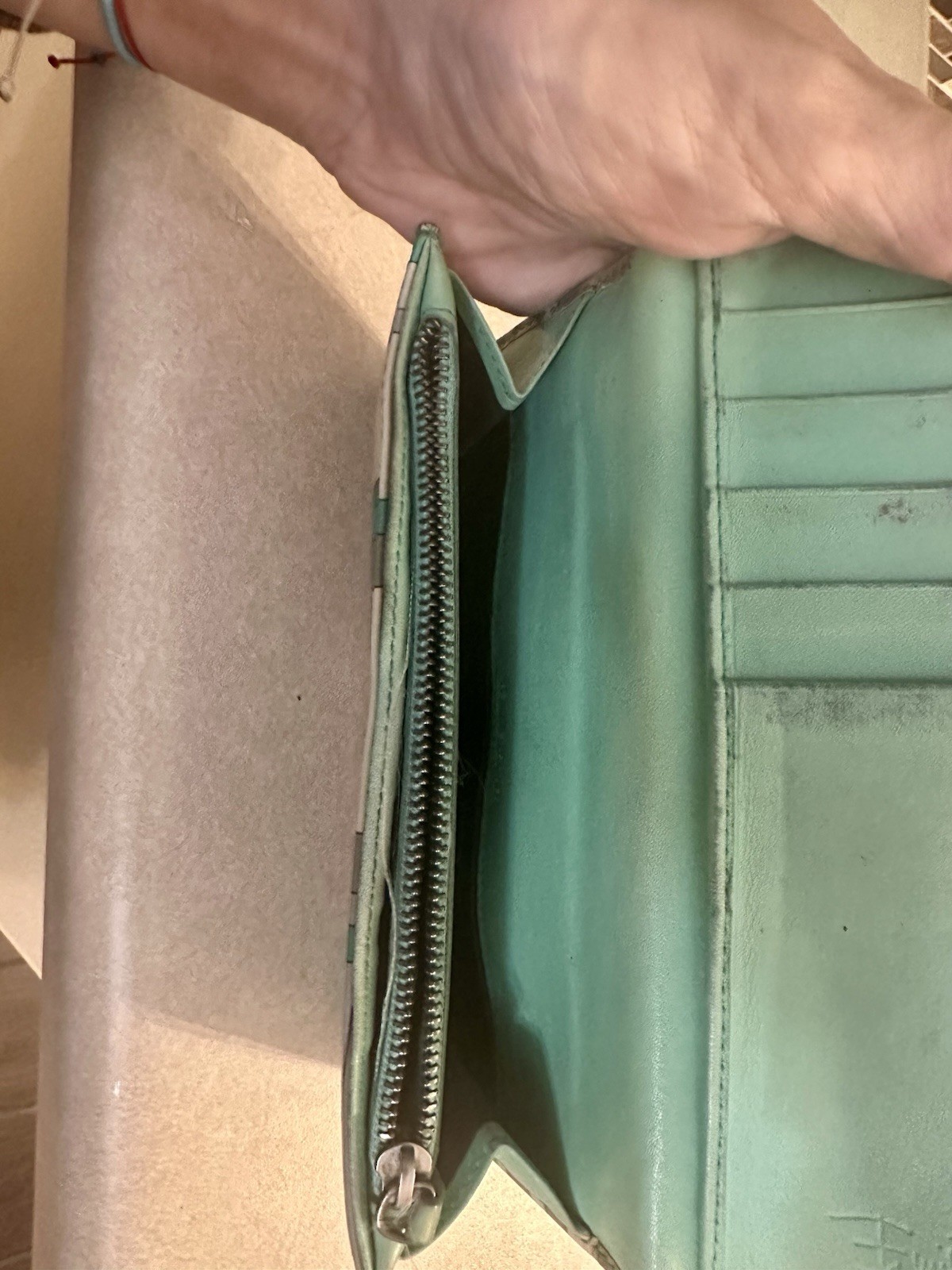 Emilio Pucci Wallet Green/White/Gray 7.4 In, Vintage In Good Condition