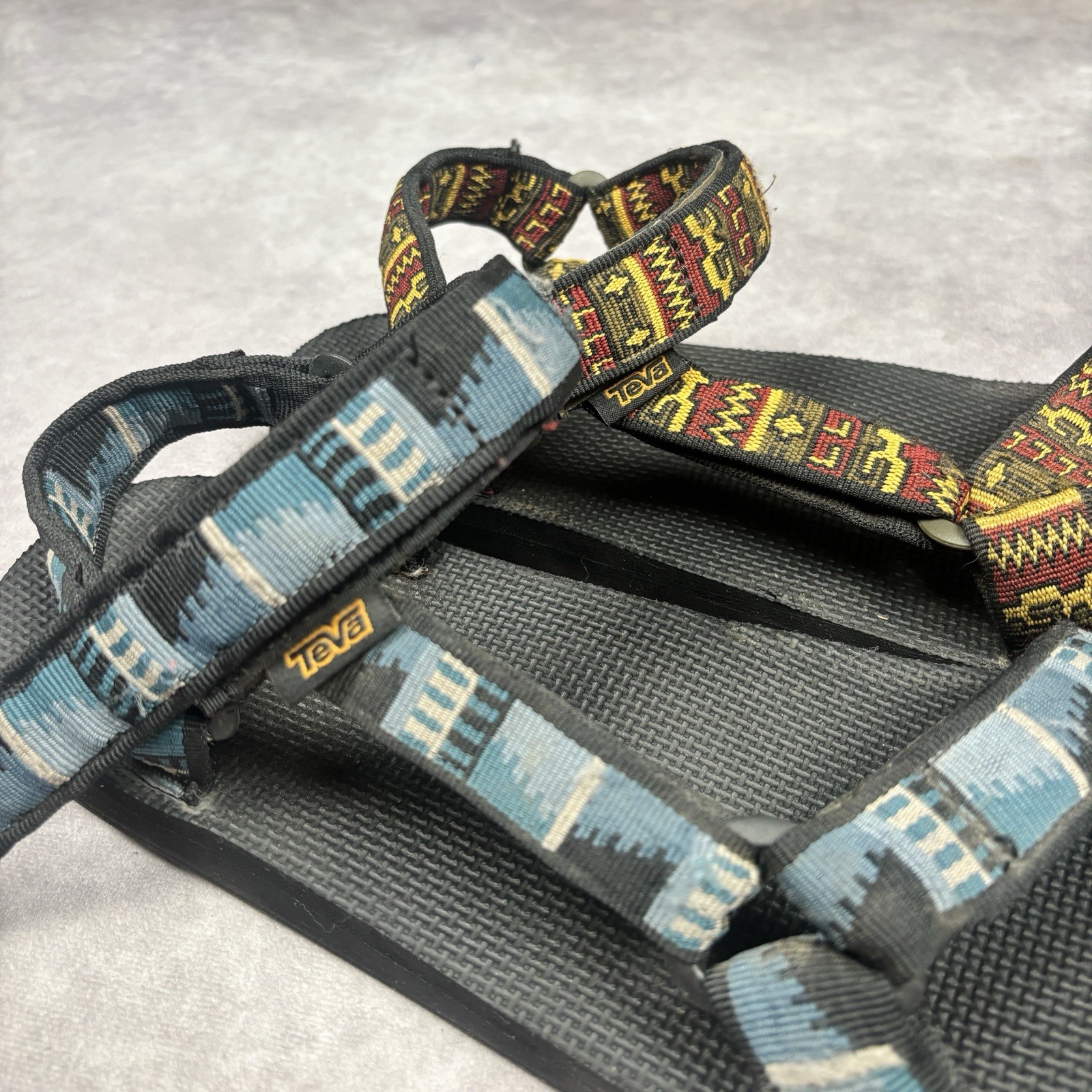 Lot of 2 Teva Men’s Original Universal Blue Red Green Hiking Sandals Sz 13