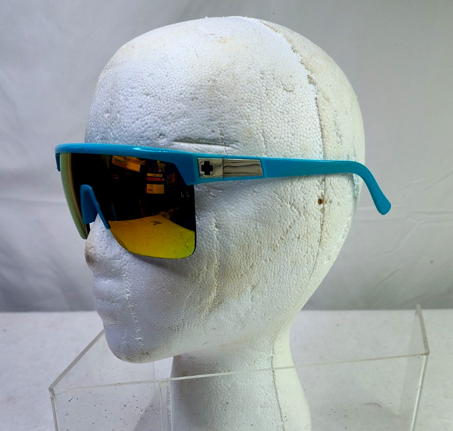 SPY + Matte Teal Flynn 50/50 Shield MIRRORED SUNGLASSES 134-00-140 Scratches