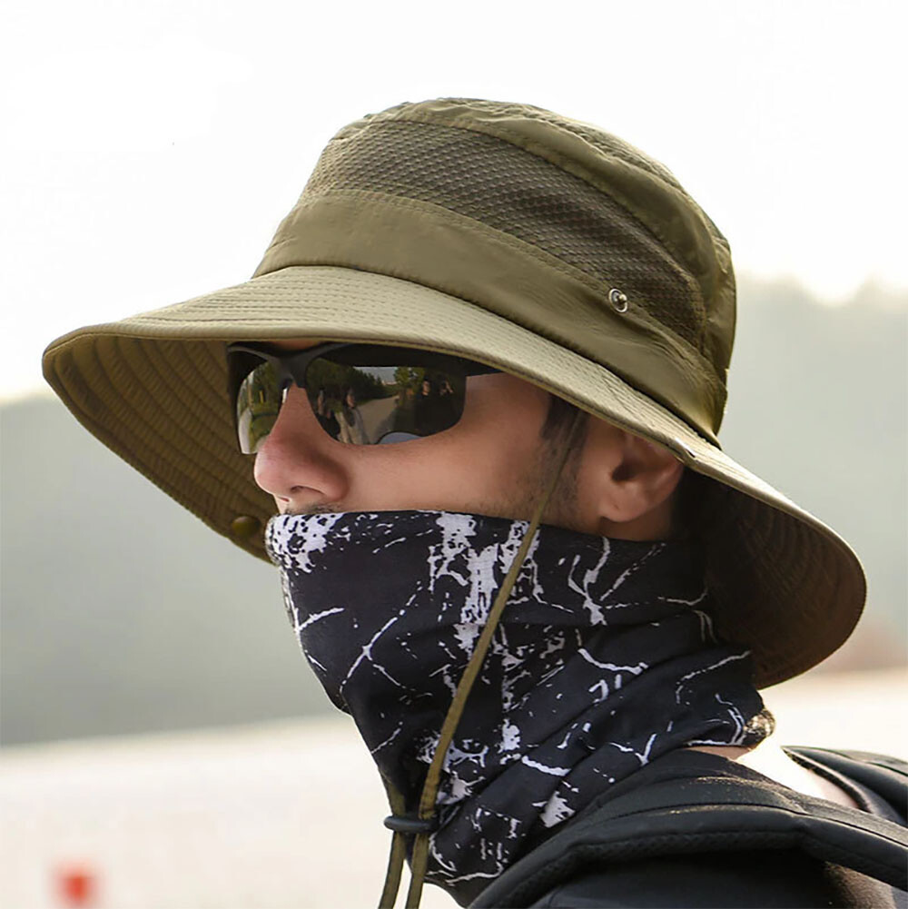 Wide Brim Bucket Hat Waterproof UPF50+ UV Sun Protection Cap for Fishing Hiking