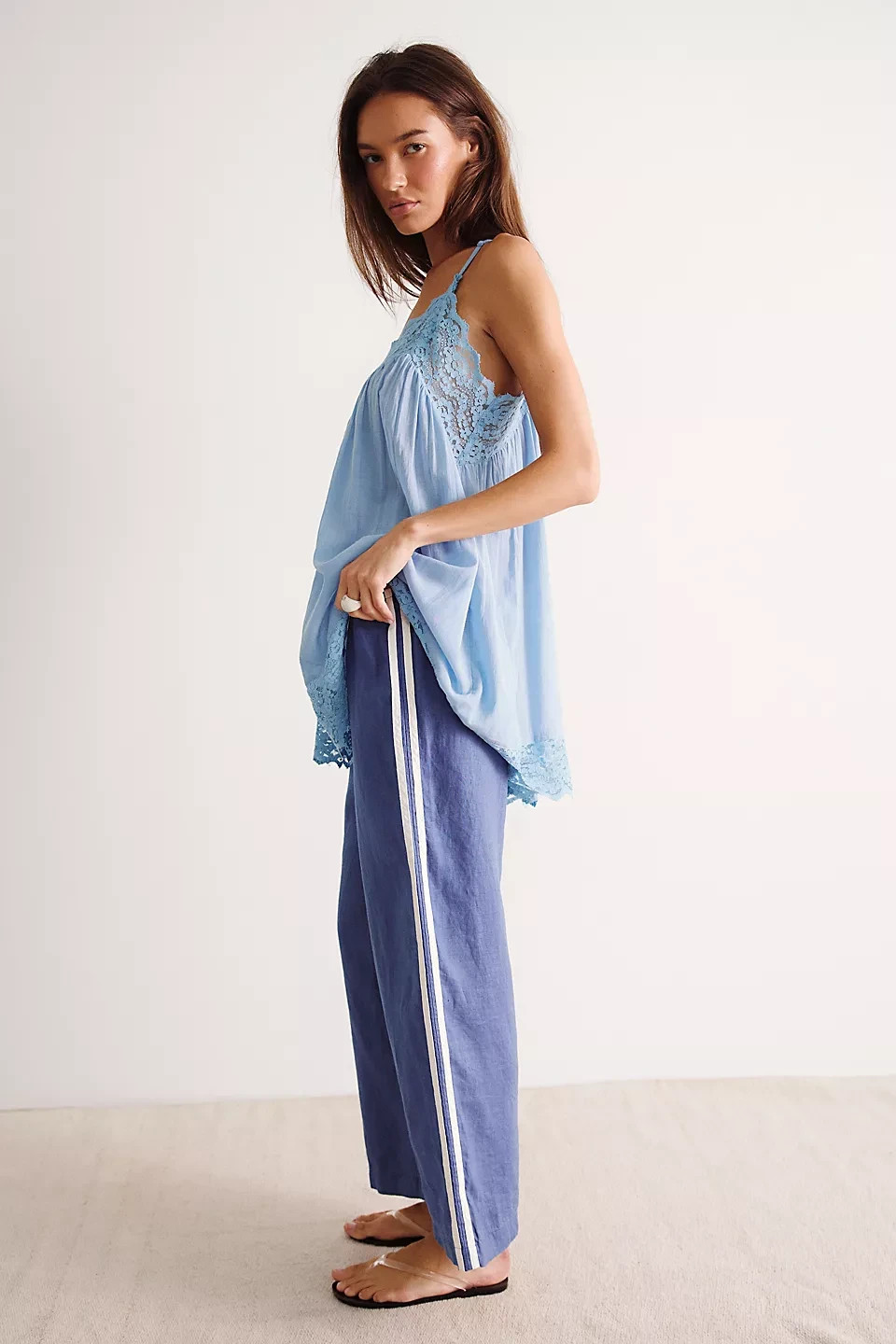 Intimately Free People Fiona Mini Slip Dress Billowy Sleeveless Lace M 288890