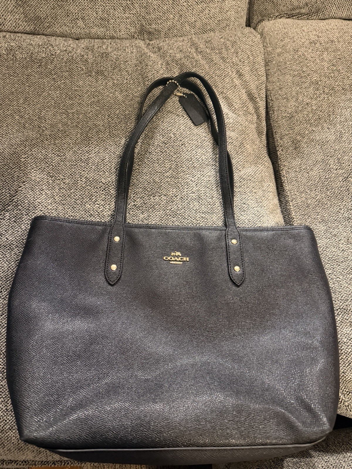 Coach Town Tote Pebbled Bag, Large – Black