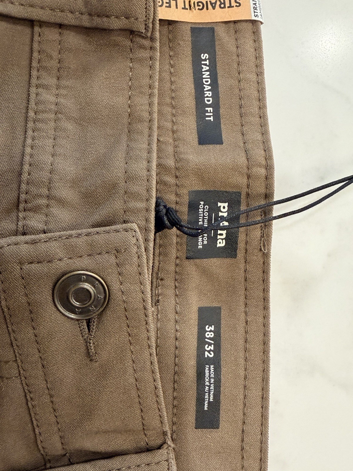 prAna Brion II Men’s ReZion Stretch Straight Leg Pants Mud 38”x32” – NWT