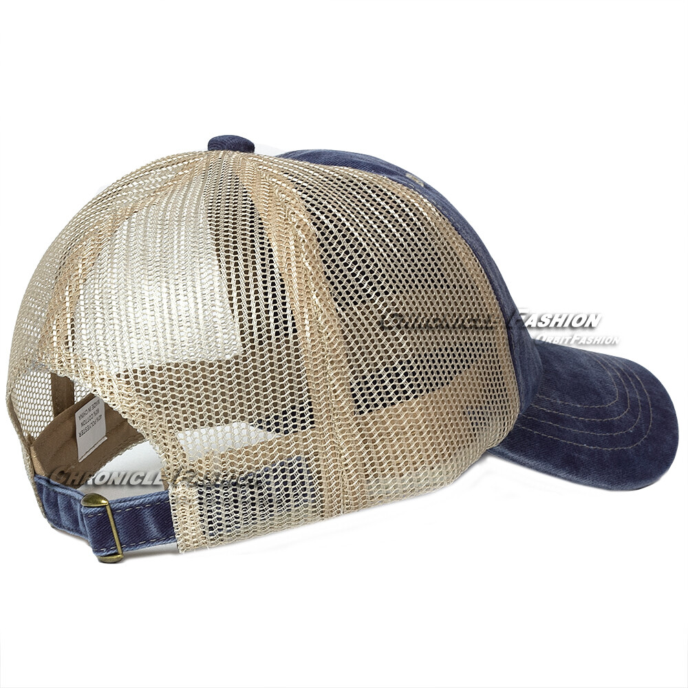 Trucker Hat Washed Cotton Mesh Back Baseball Cap Adjustable Solid Men Dad Hats