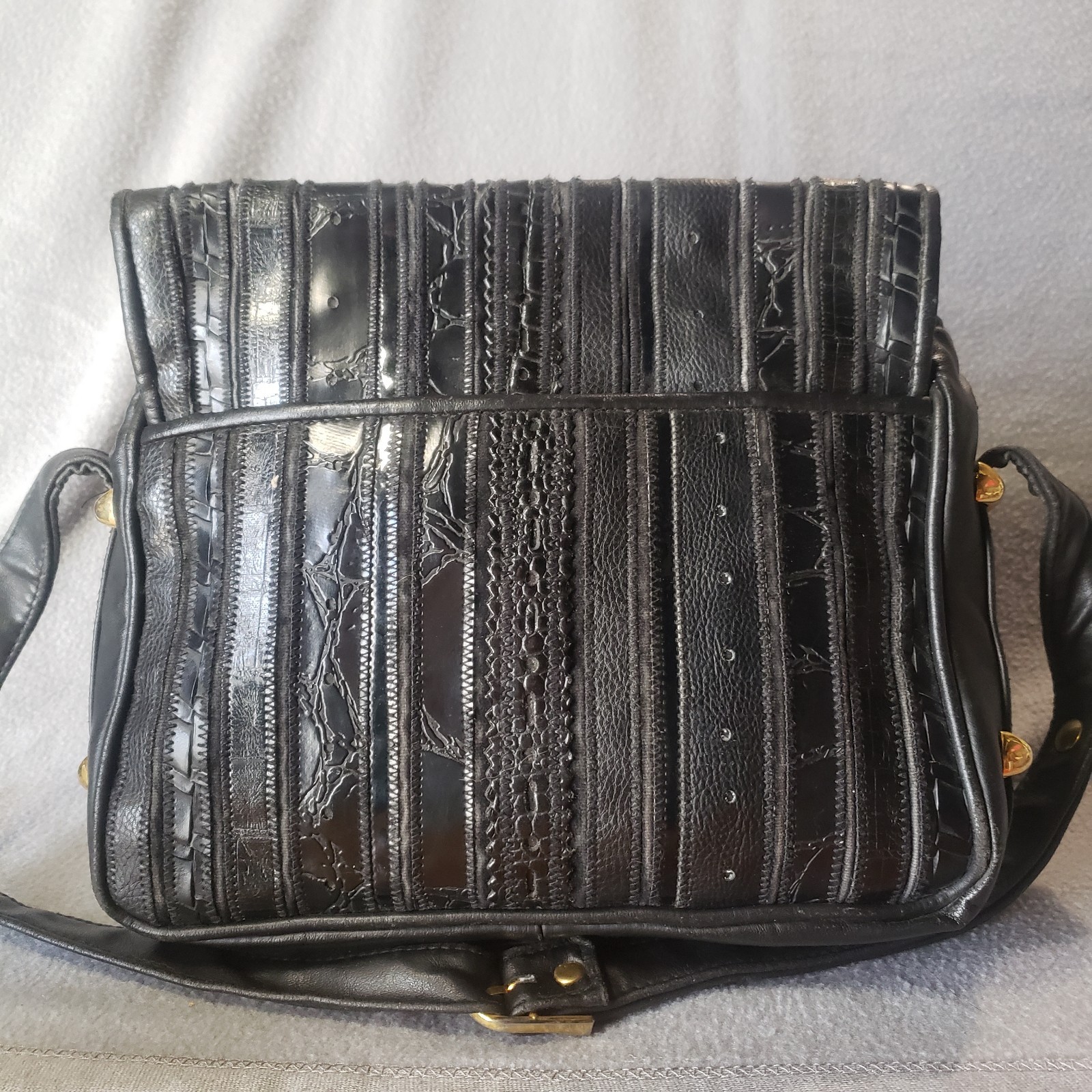 Vintage Black Eel Skin Leather Purse Zippered 10x7x3