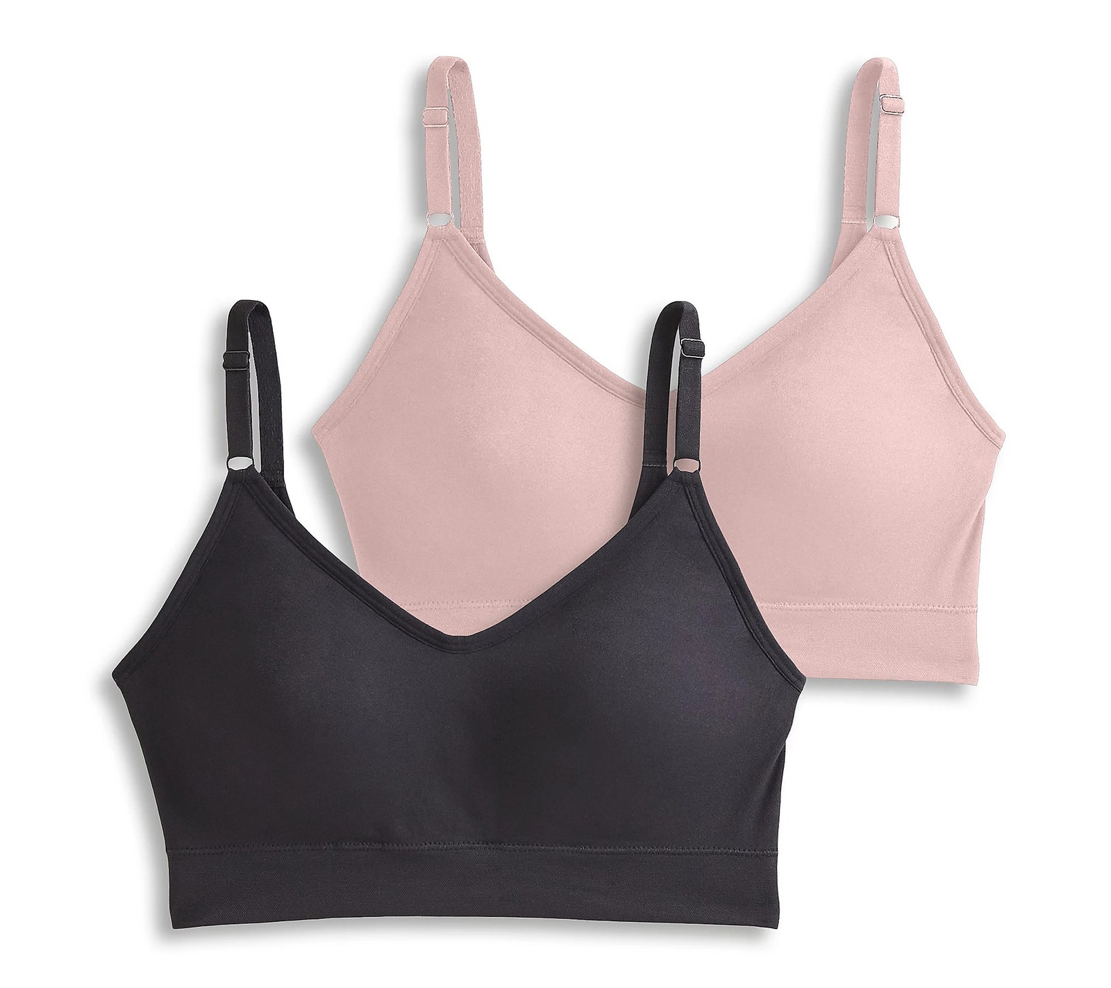 Jockey Set of 2 Seamfree Back Smoothing Cami Strap Bras Black/CoralMist XL New