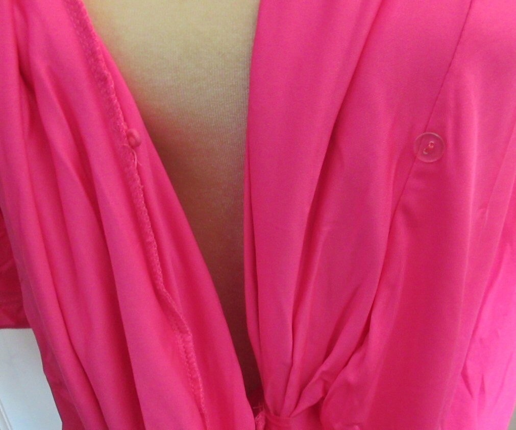 LYANER Ladies Pink Wrap V Neck Ruched Short Sleeve Split Hem Tunic Top XL
