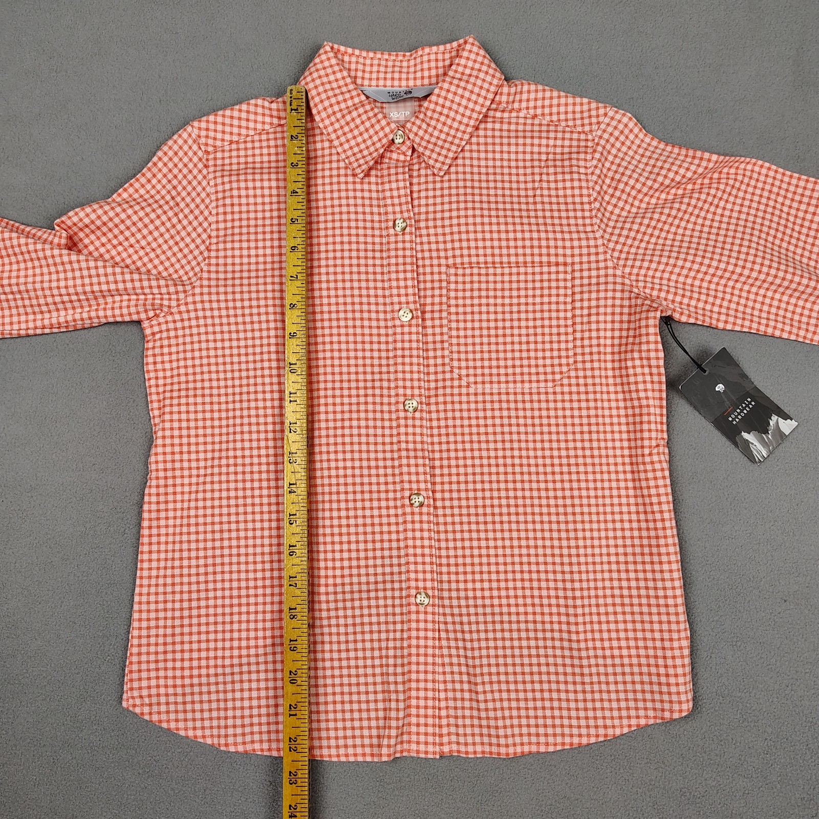 New Mountain Hardware Hiking Long Sleeve Shirt Women XS Coral Gingham Check $85