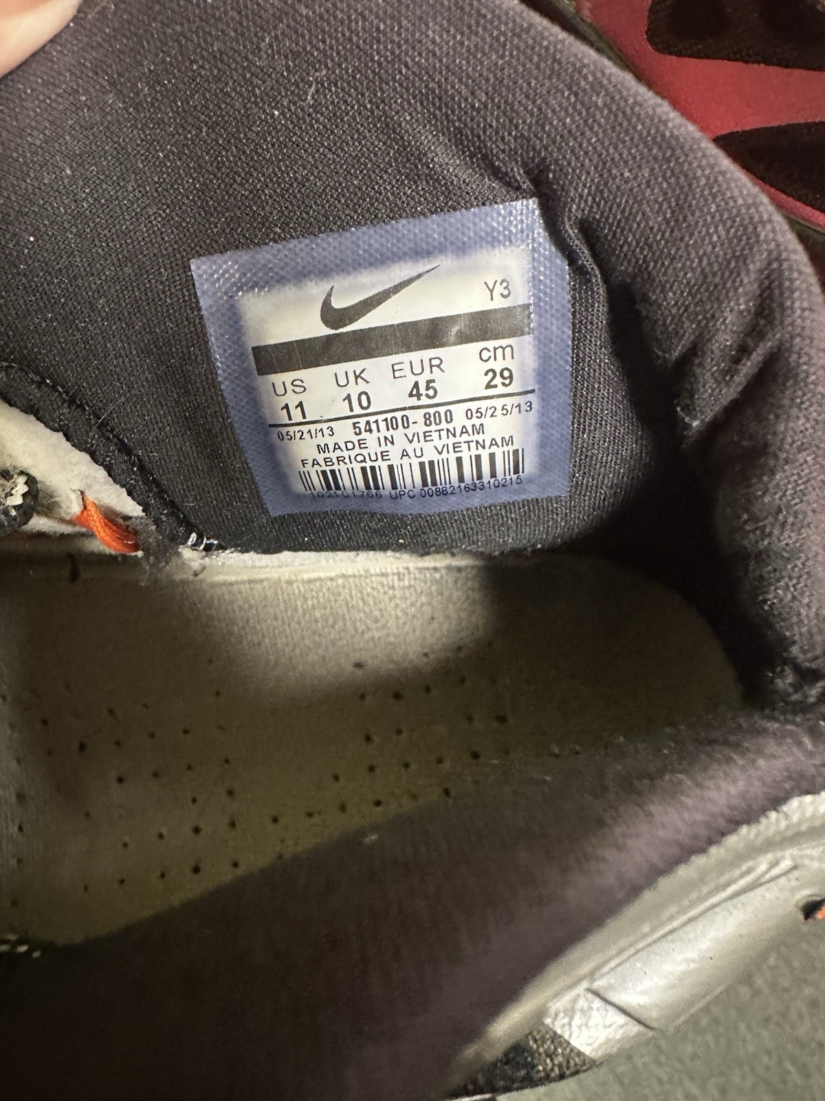 2012 Nike LeBron X Lava Grey Black Orange Sneakers Mens Sz 11 541100-800 Read