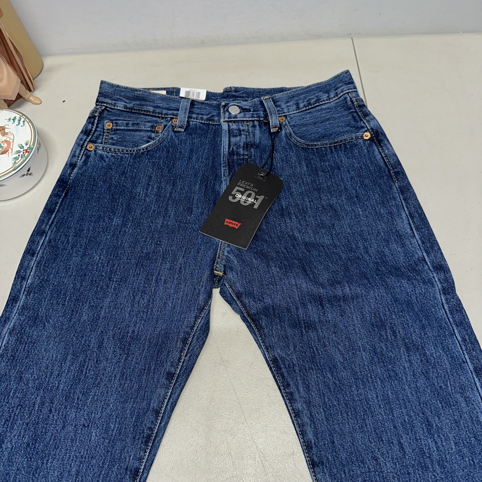 New Mens Blue Original Levis 501 Jeans Sz:30×32 Button Fly Sits At Waist