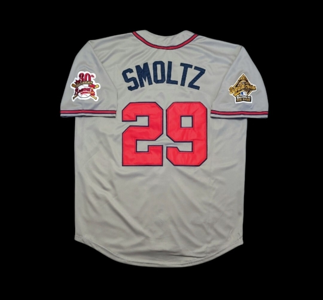 John Smoltz Atlanta Braves 1995 Men’s Road Gray World Series Baseball Jersey
