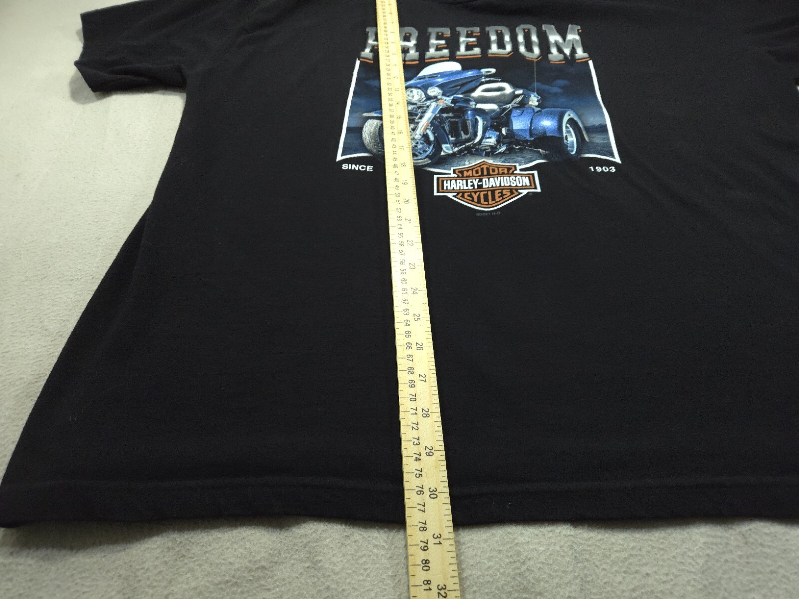 Harley Davidson Shirt Mens 2XL Black Freedom Trike Auburn MA Graphic Tee USA