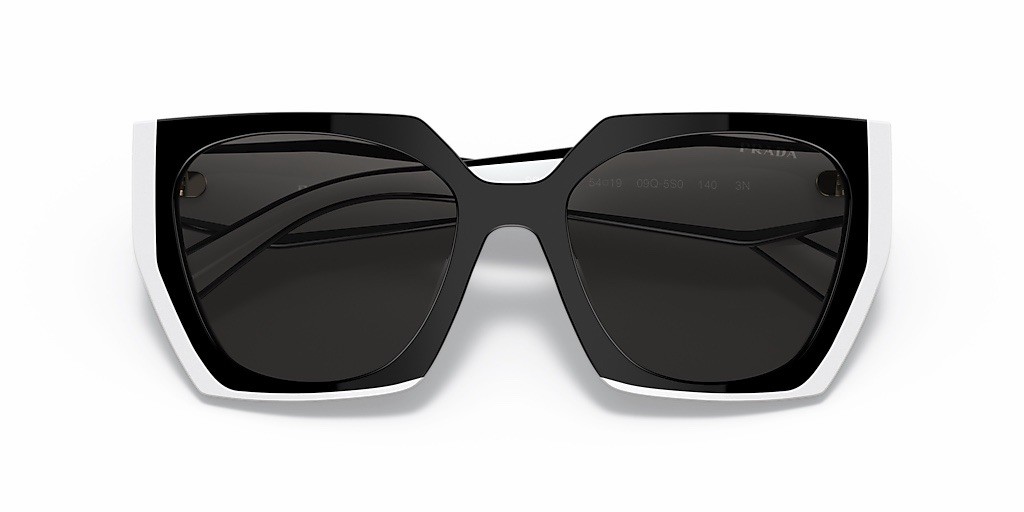PRADA PR 15WS 09Q5S0 Black White Grey Lenses Women Sunglasses AUTHENTIC