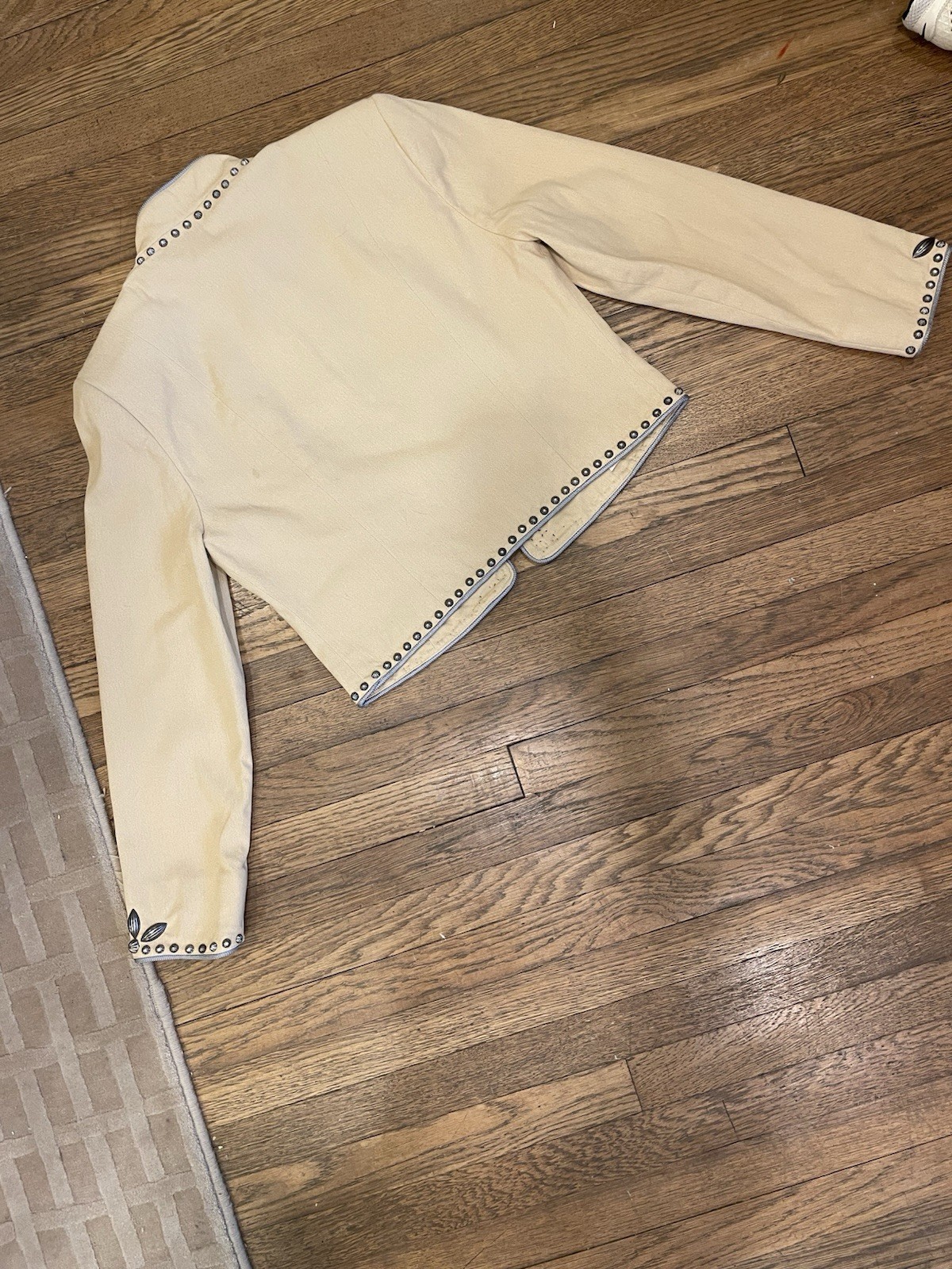 Double D Ranch Gold Tan Studded Blazer Jacket Brown Detailing cropped western M