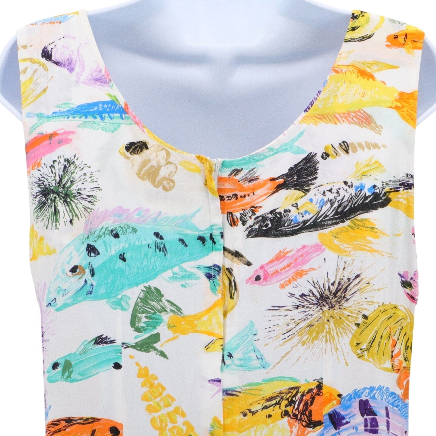 Jams World Tropical Fish Print Sleeveless Shift Dress 9 Art to Wear Hawaiian