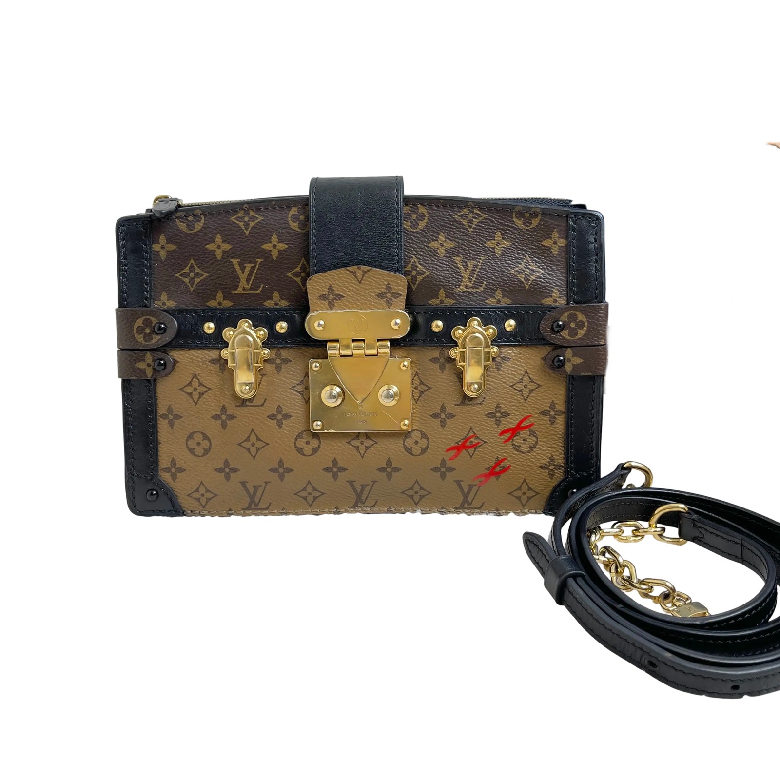 Louis Vuitton Monogram Black Trunk Clutch Soft Box Bag