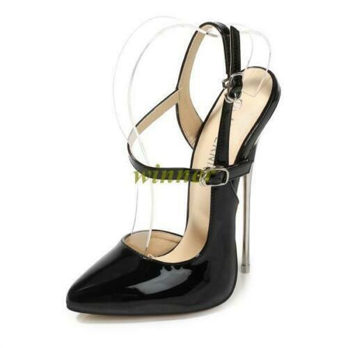 Womens Super High Heel Stilettos Pointy Toe Buckle Slingbacks Pumps Shoes 16cm