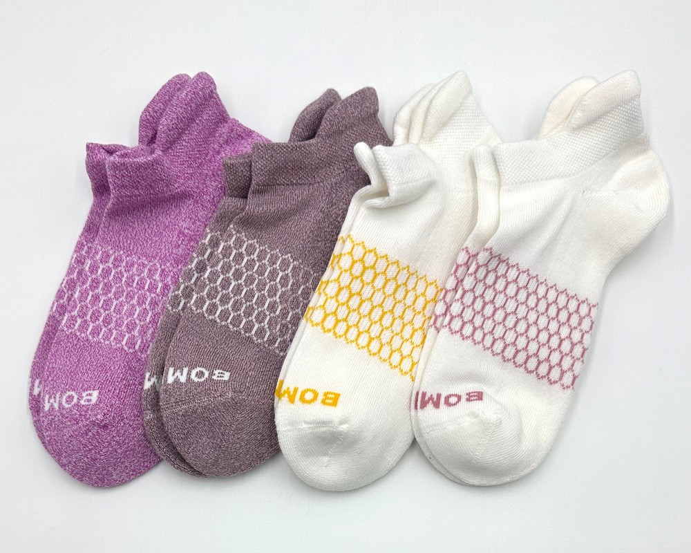 BOMBAS 4 Pairs Women’s Cushion Honeycomb Marl Ankle socks Size Med 4 Colors Mix
