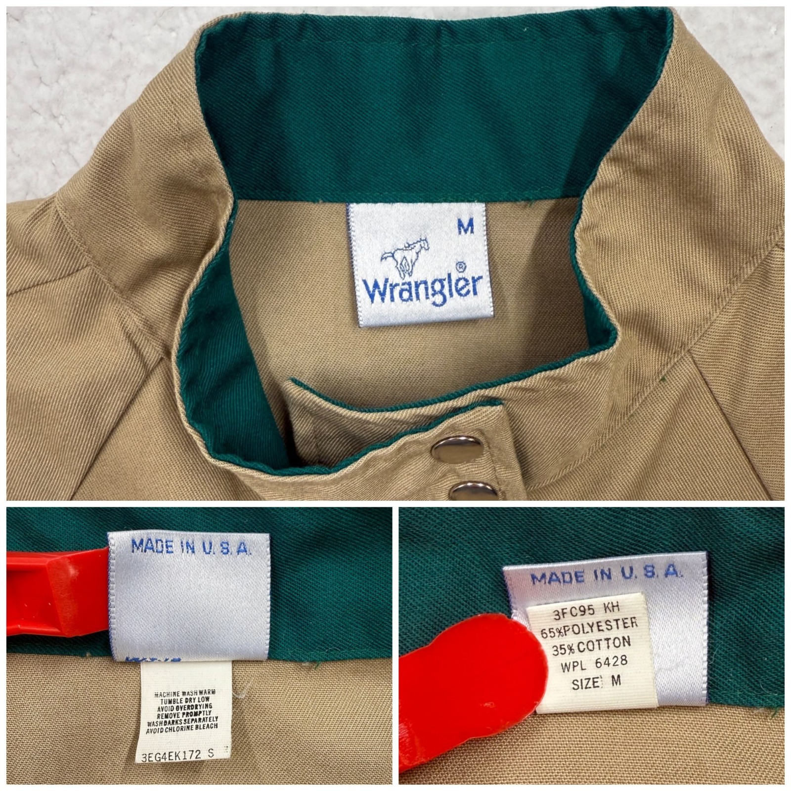VTG Wrangler Canvas Jacket Zip Up Jacket Logo Normcore Retro Preppy Tan Womens M