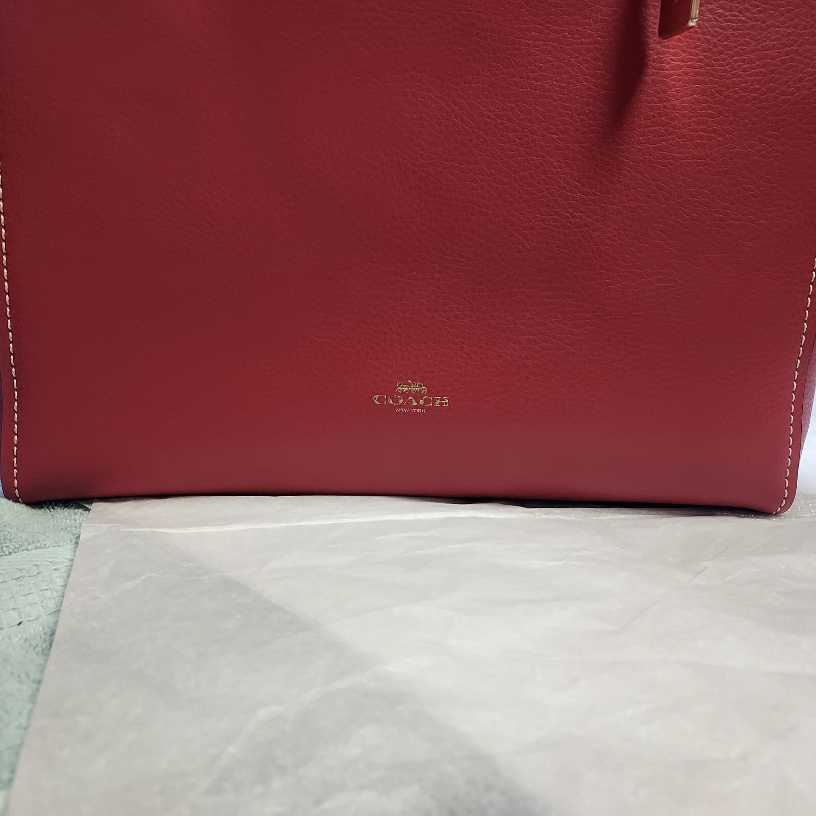 Coach 58660 Derby Tote Rouge Pink Pebbled Leather New