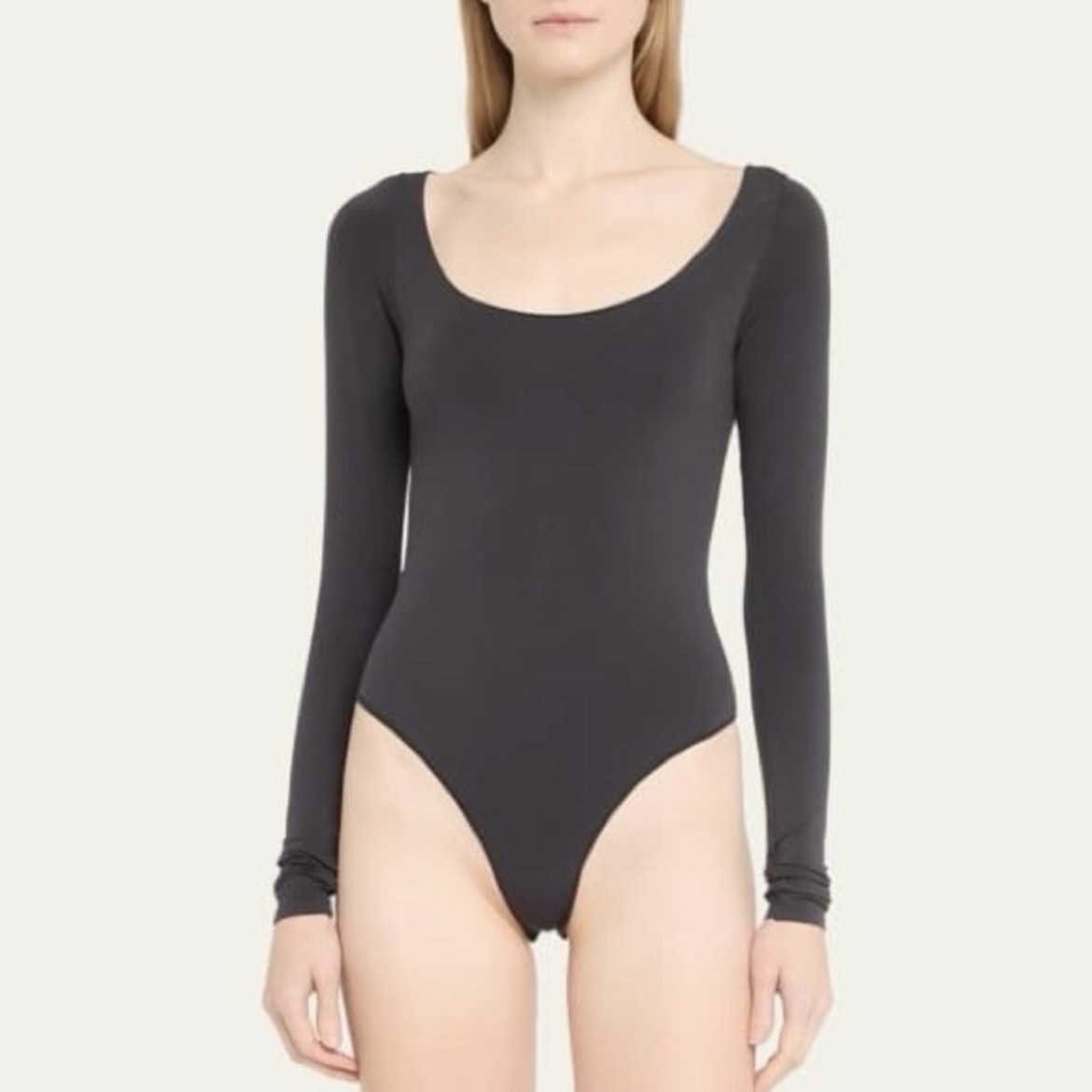 NEW Skims Essential Smoothing Scoop NeckBodysuit Sz L/XL Onyx Long Sleeve Top