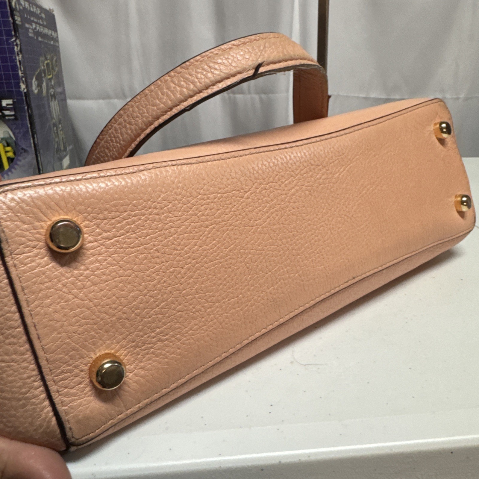 Coach Ava Chain Tote . 100% Genuine Coach Handbag Used Peach Pink