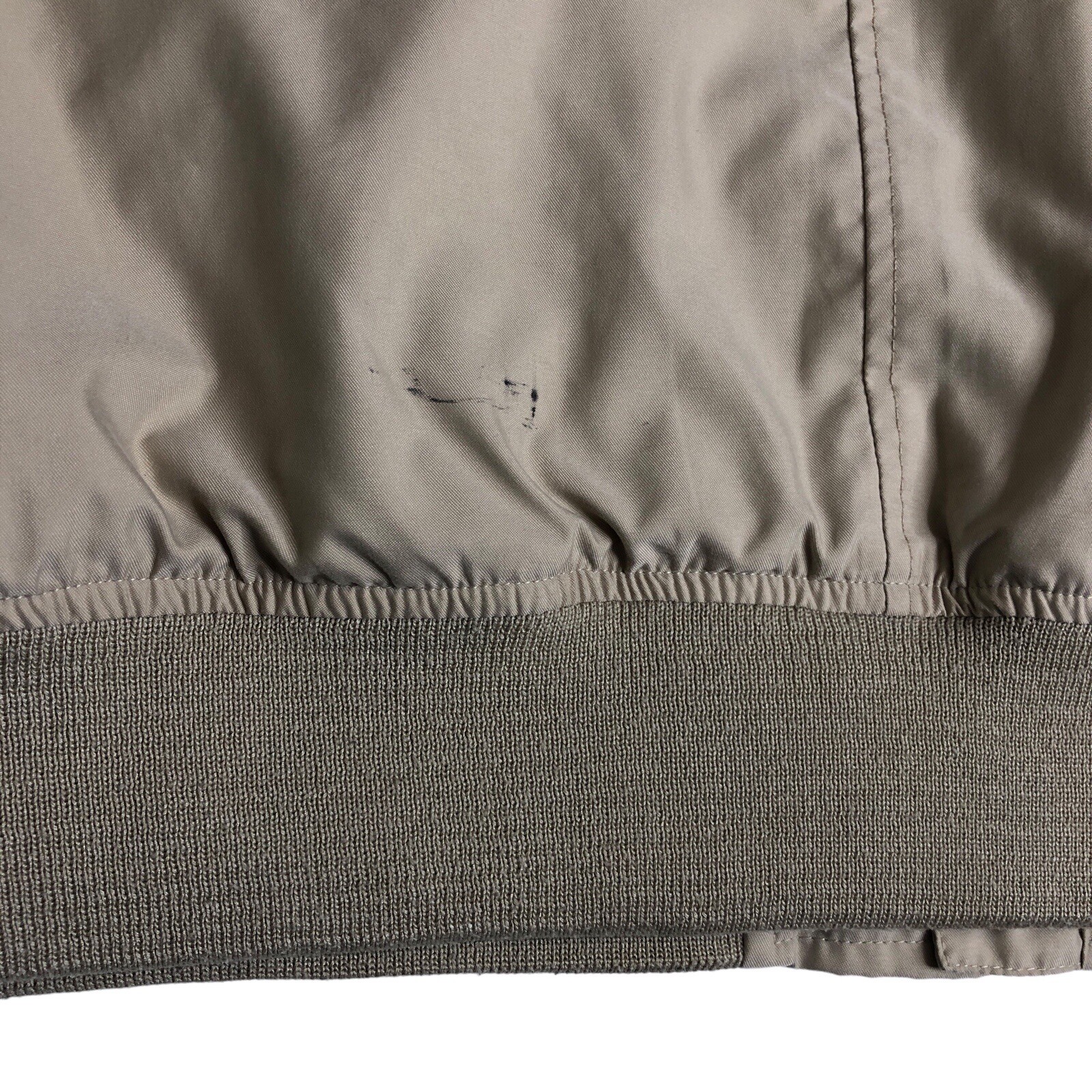 Lands End Bomber Jacket Mens LT Large Tall Tan Khaki Hideaway Hood Utility Chore