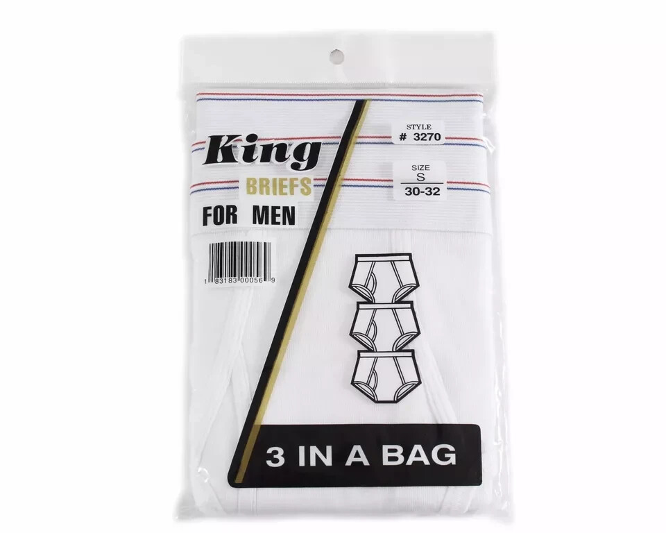 3 PK Men’s White Brief Cotton Blend Size S M L XL KING HUNTER