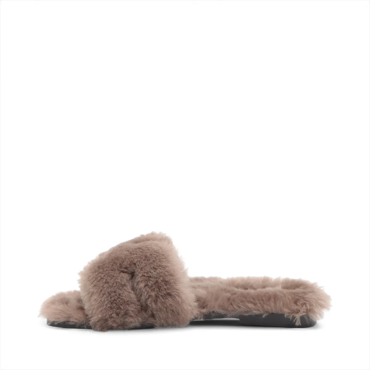 Hermès Oran Fur × Leather Sandals 38 Ladies’ Greige 231288Z Sheepskin Box There