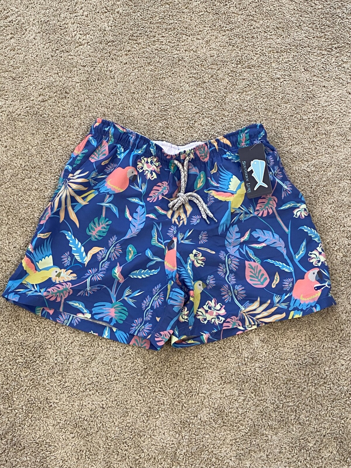 Southern Lure Swim Trunks Men’s Size Small Multicolor Floral Parrot (23)