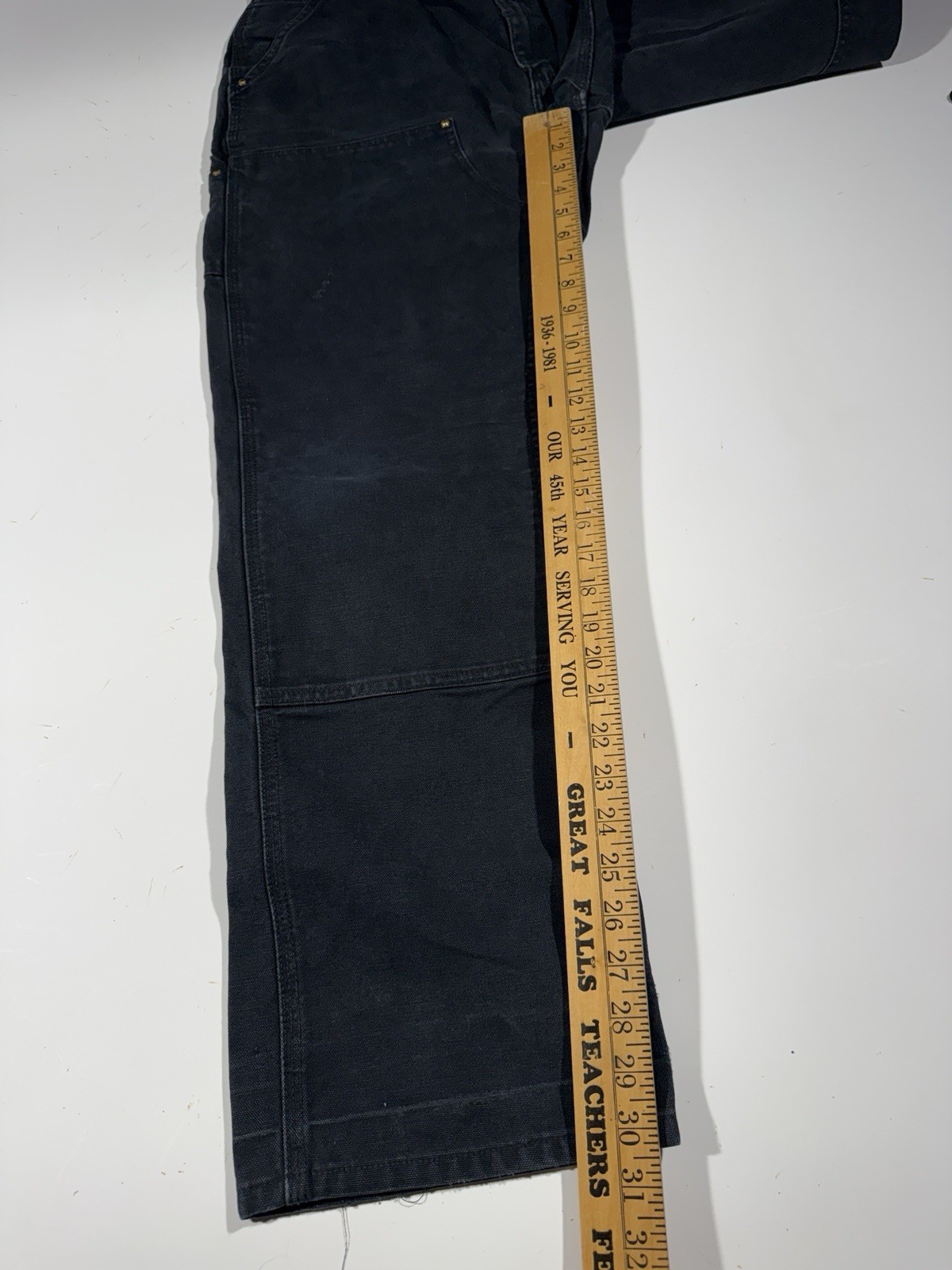 Carhartt Double Knee Pants Mens 34×31 Black Duck Canvas Workwear Utility B01 BLK