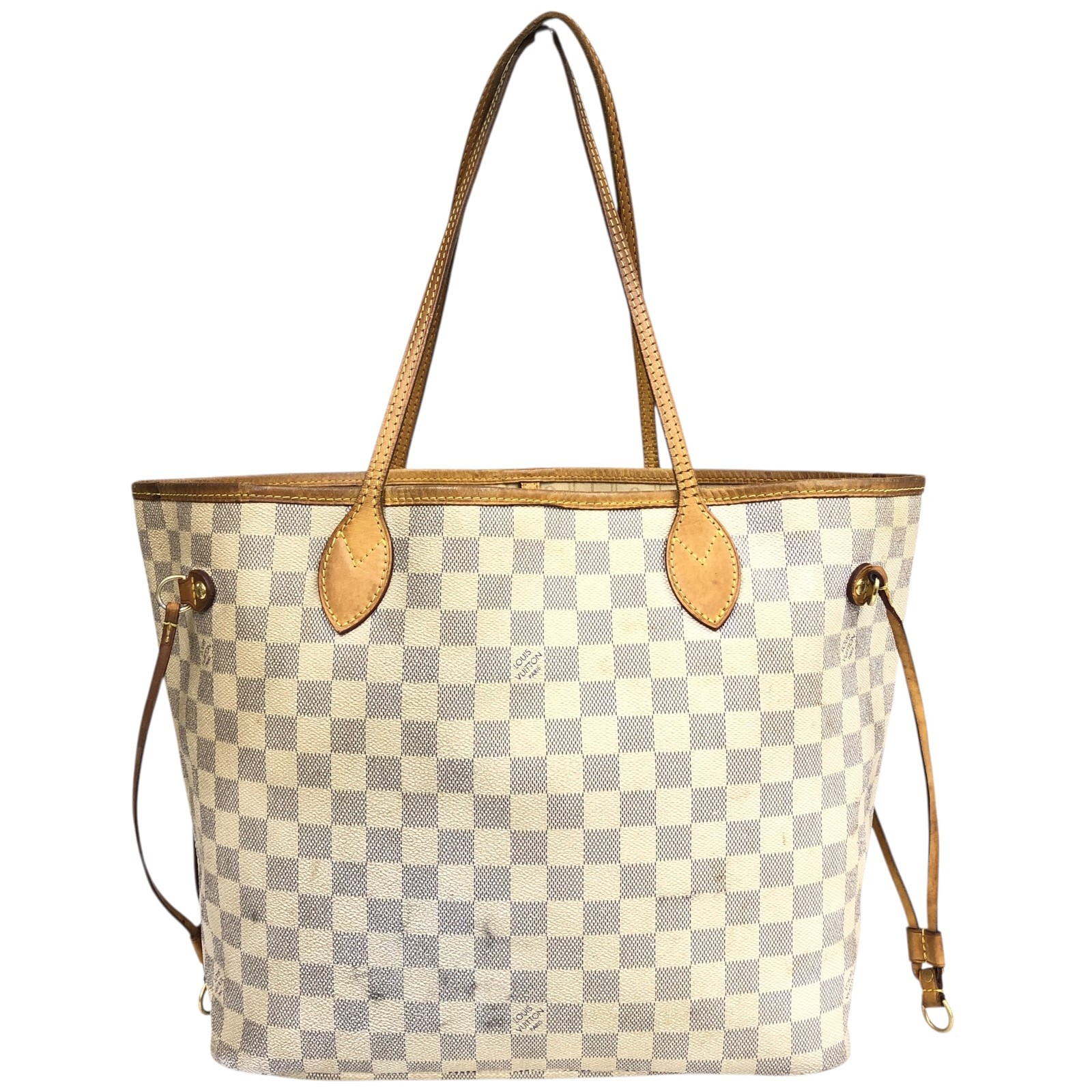 Auth Louis Vuitton Neverfull MM Tote Bag Damier Azur Shoulder Bag N51107 GI3182