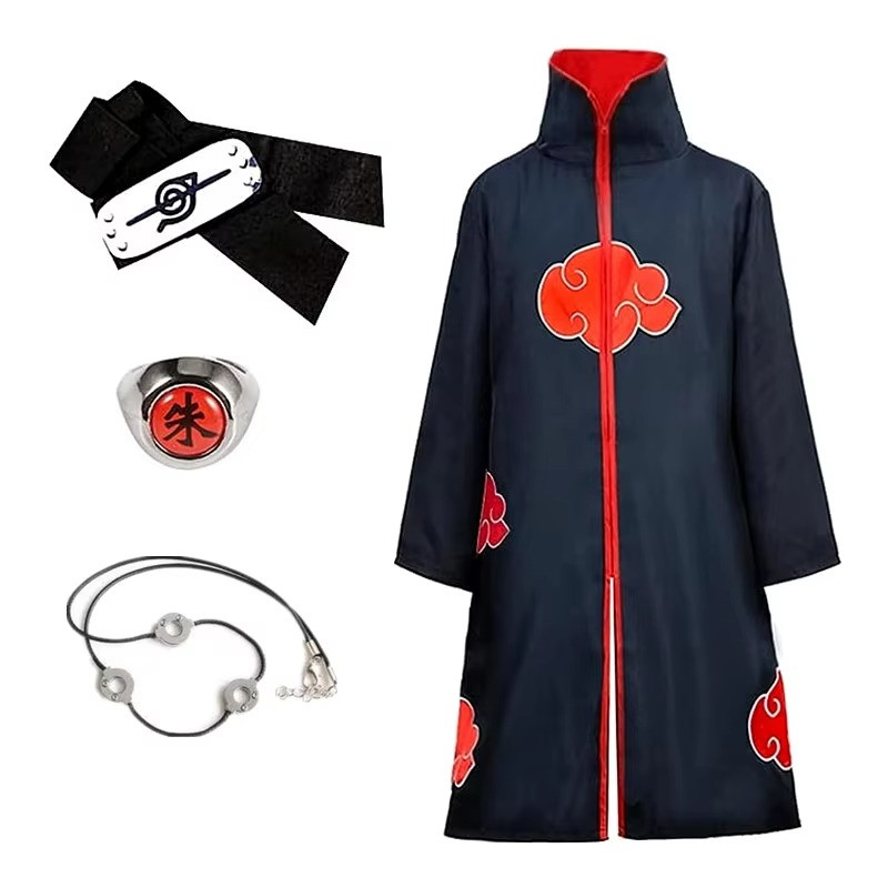 Akatsuki Uchiha Itachi Cloak for Kids Adult Long Black Robe Capes Halloween Carn