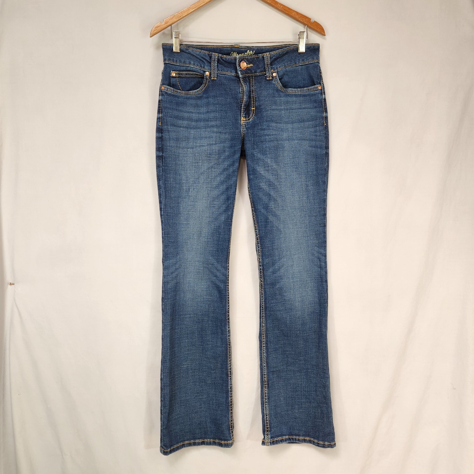 Wrangler Womens Bootcut Jeans Size 7×34 Blue Denim Mid Rise Western Y2K