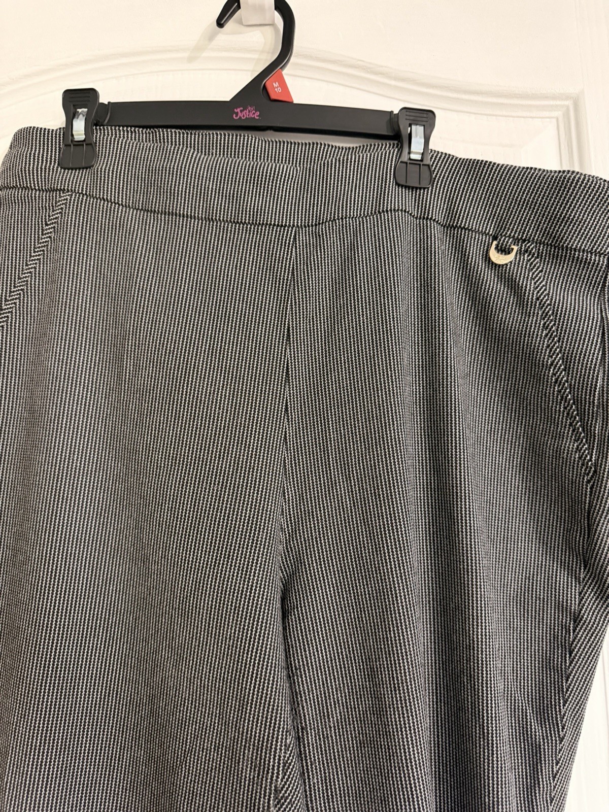 Rafaella black & white pinstripe trousers with a high-waisted fit Size: 16 Pants