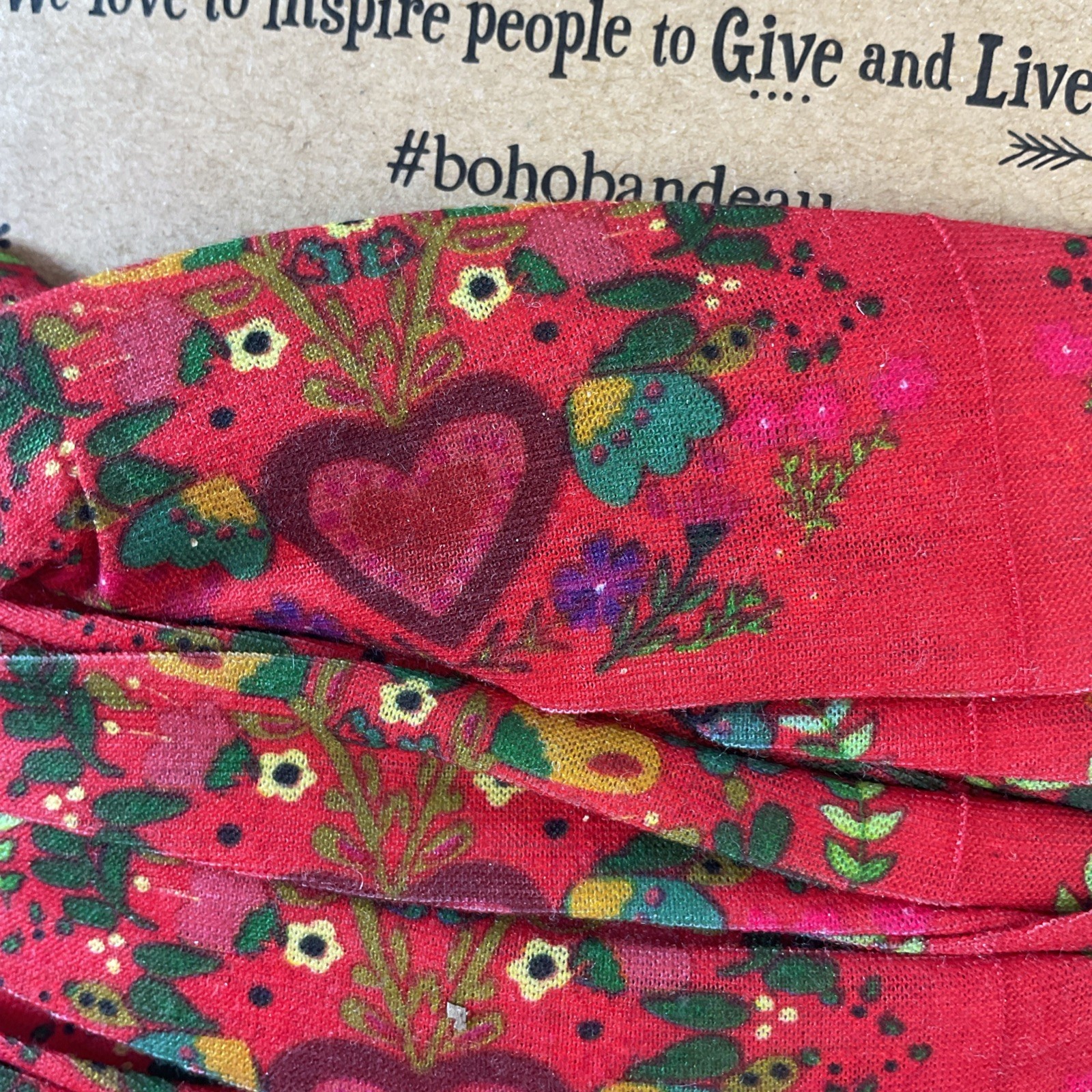 New Red Floral Heart Natural Life Boho Bandeau Pretty floral karma