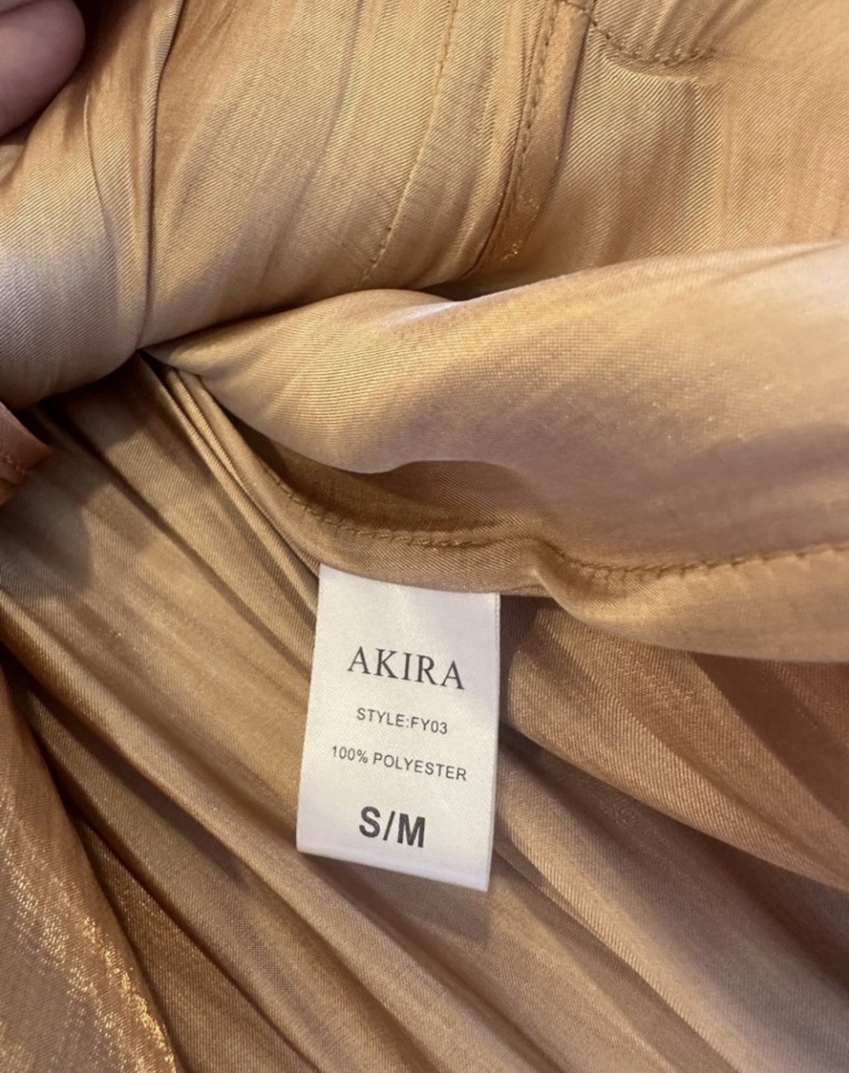 AKIRA Metallic Rose Gold Double-Breasted Trench Coat