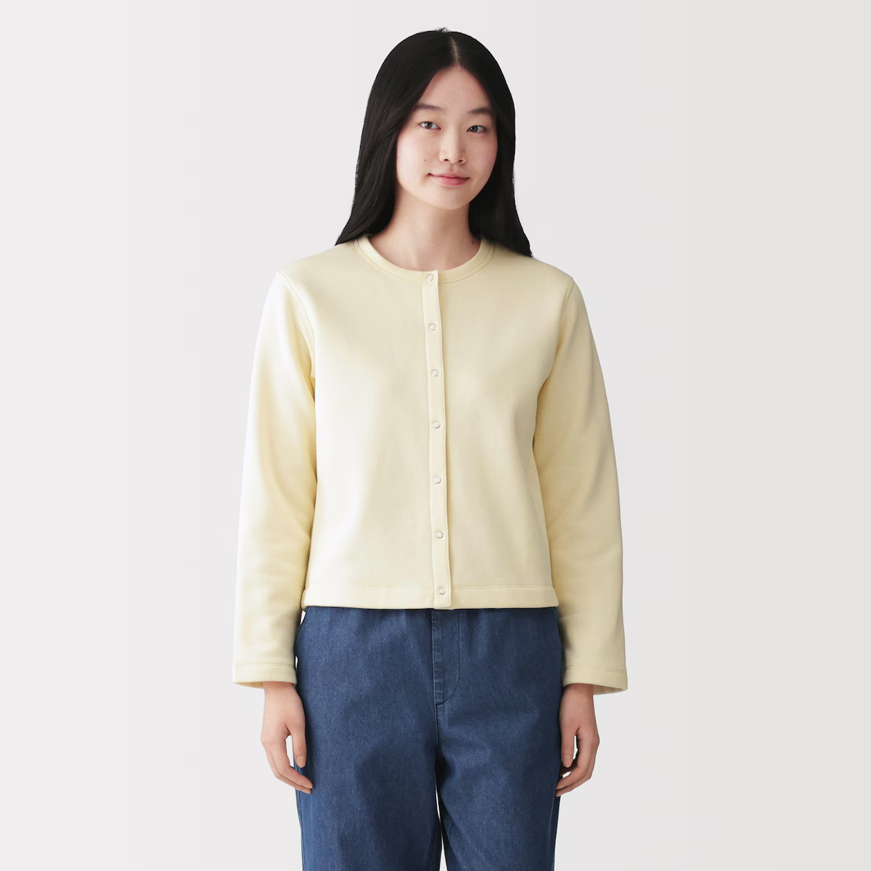 MUJI Womens Sweatshirt Cardigan Light Yellow 2026 FedEx