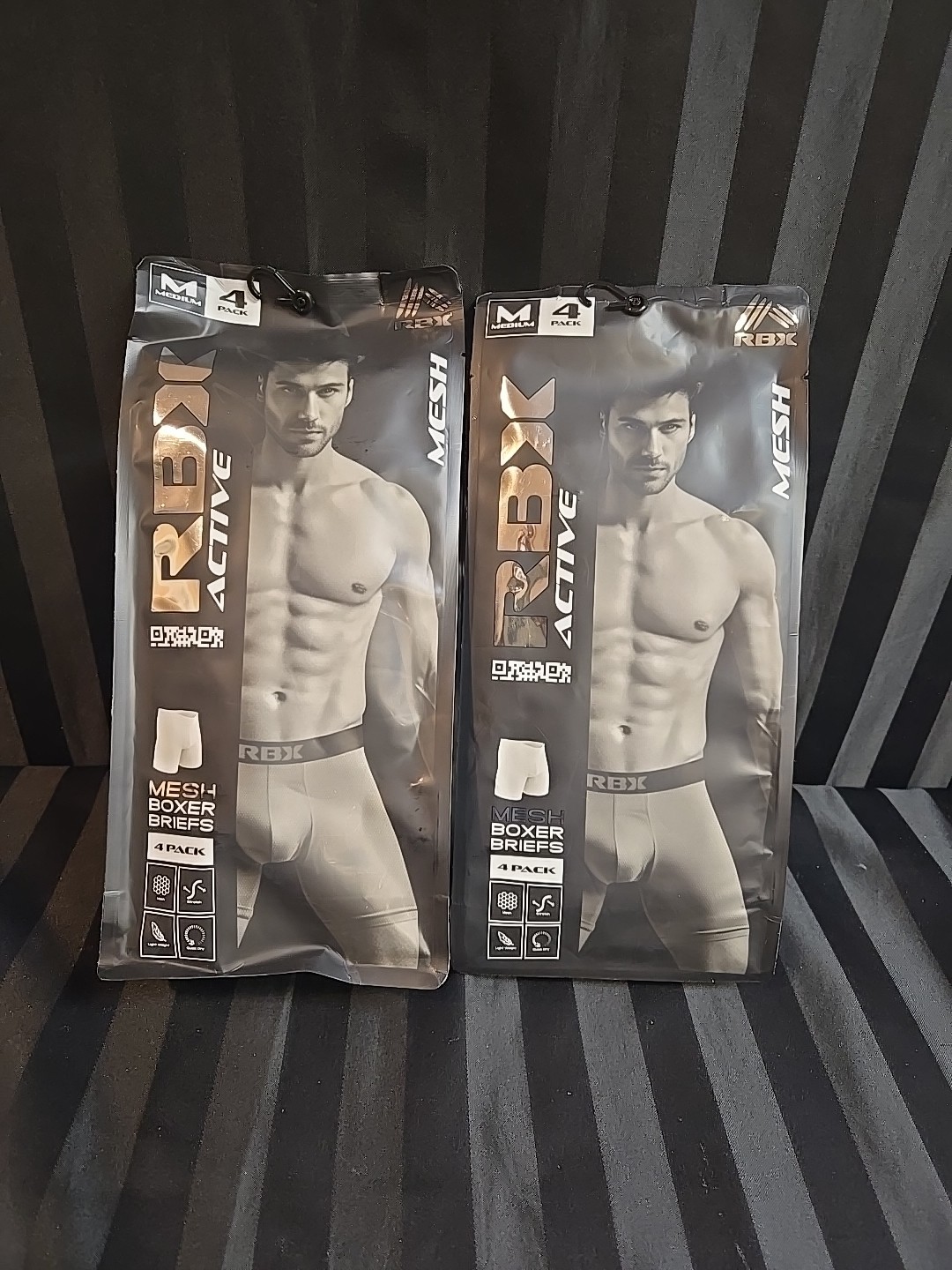 2pc Lot RBX Men 4ct Packs Medium Mesh Boxer Briefs Closed Fly Fits 32″-34″ Waist