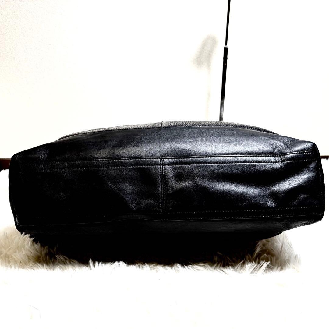 COACH Camden Pebbled Leather 2Way Tote Briefcase A4 Large Black F70926 Authentic