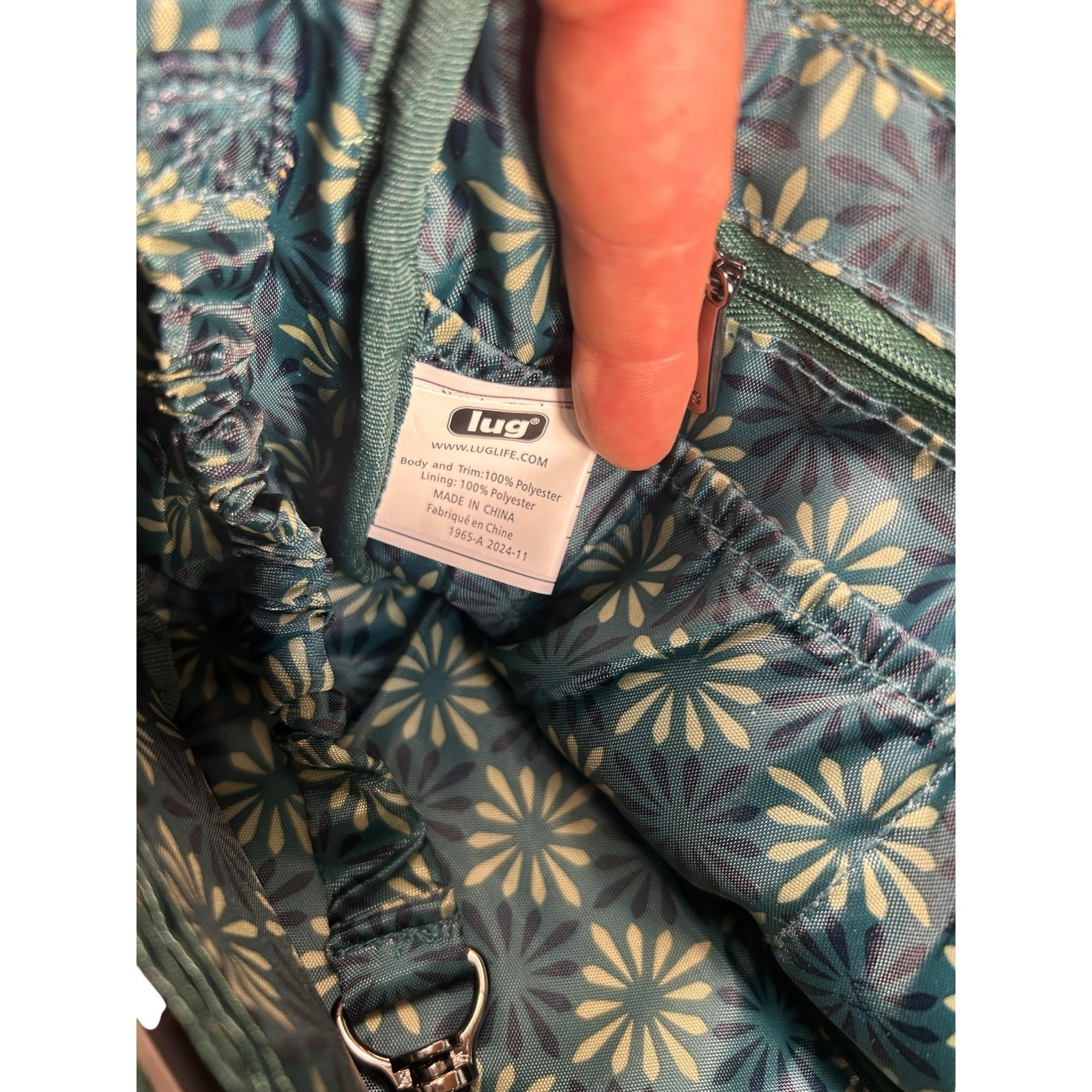 Lug Dash Crossbody Bag Metallic Teal Green Quilted Wave EUC