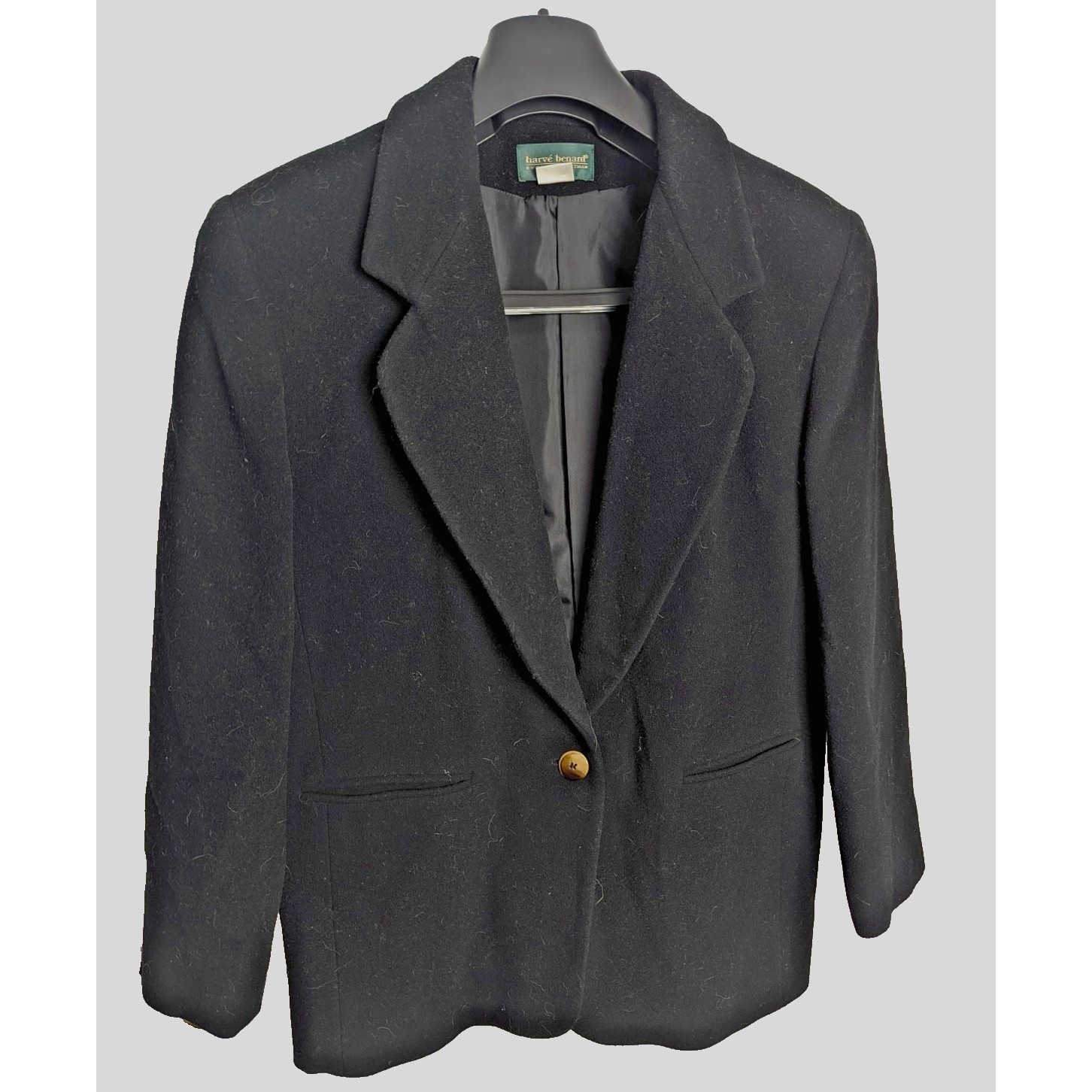Harve Benard Womens Black Single Button Structured Blazer Jacket Professional