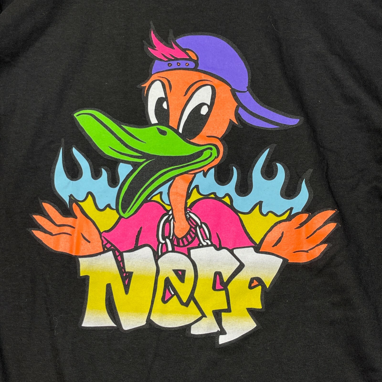 Neff Long Sleeve Shirt Men Medium Graphic Flame Black Skate Streetwear Y2K NWT