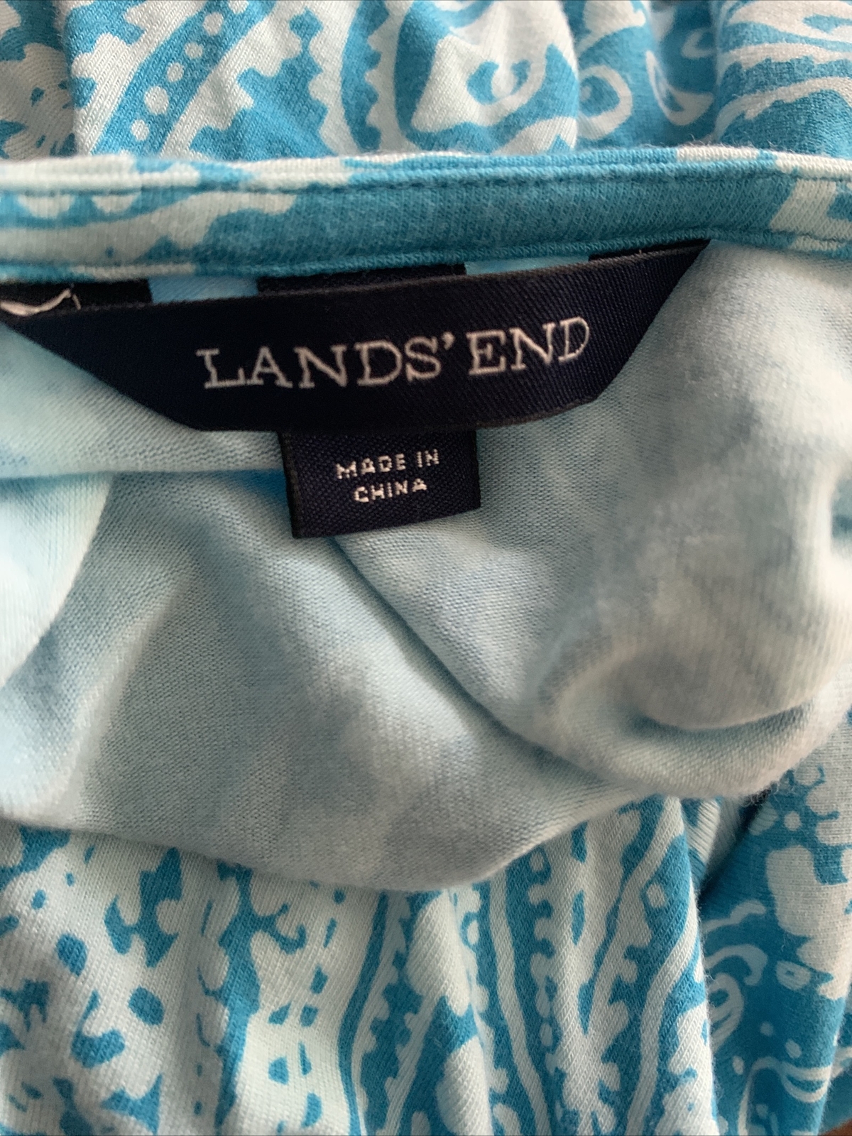 LAND’S END Ocean Blue Sky Paisley Stretch Dress Beach Party Size XS 2 4 ❤️tb5m13