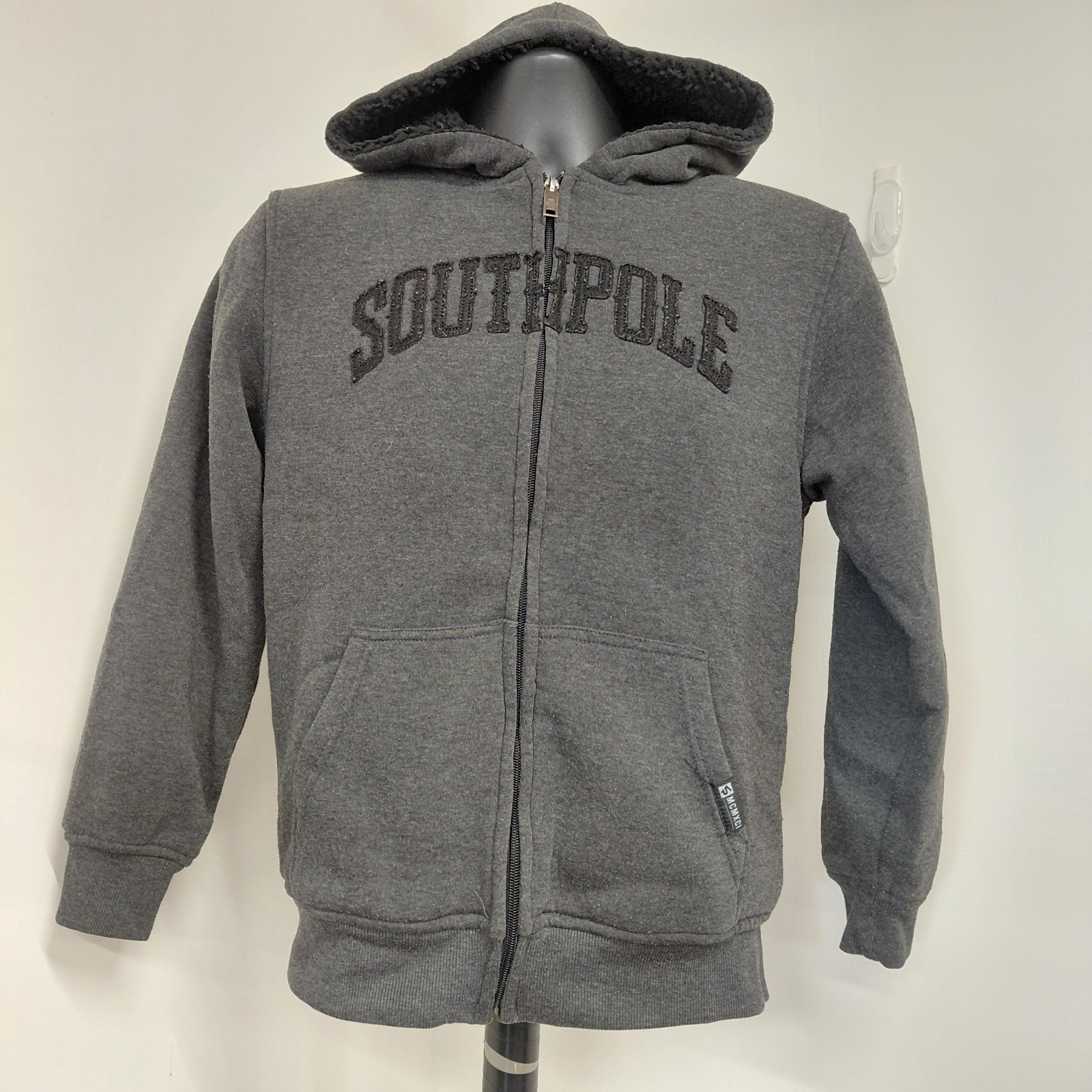 South Pole Full Zip Hoodie Youth Size Large 14/16 Black Jacket Sharpa Lined Warm