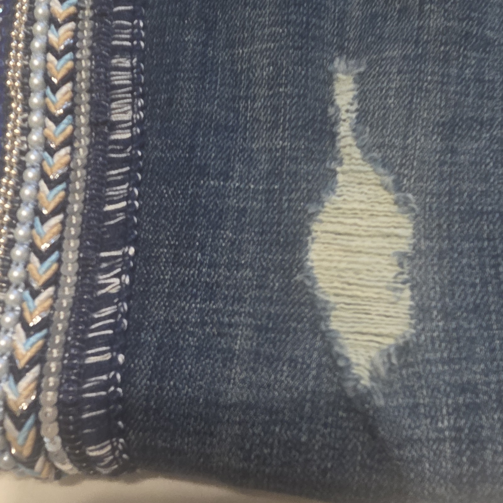 Laurie Felt Women’s Dark Wash Blue Denim Jeans Embellished Stripe Size 8