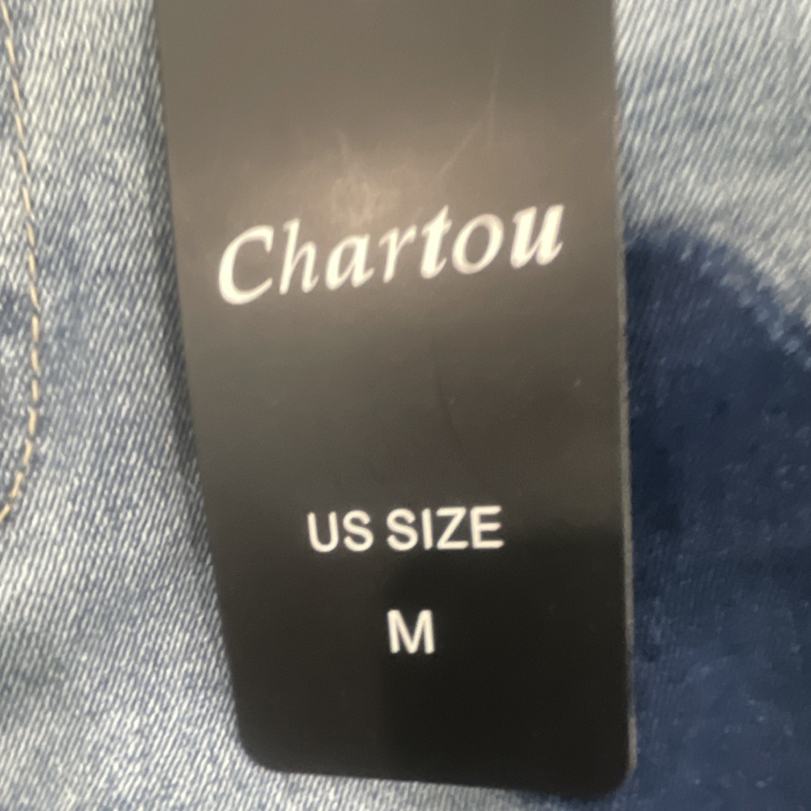 Chartou Women’s Blue Denim Heart Pattern Jeans, Button Closure, 5-Pocket, M
