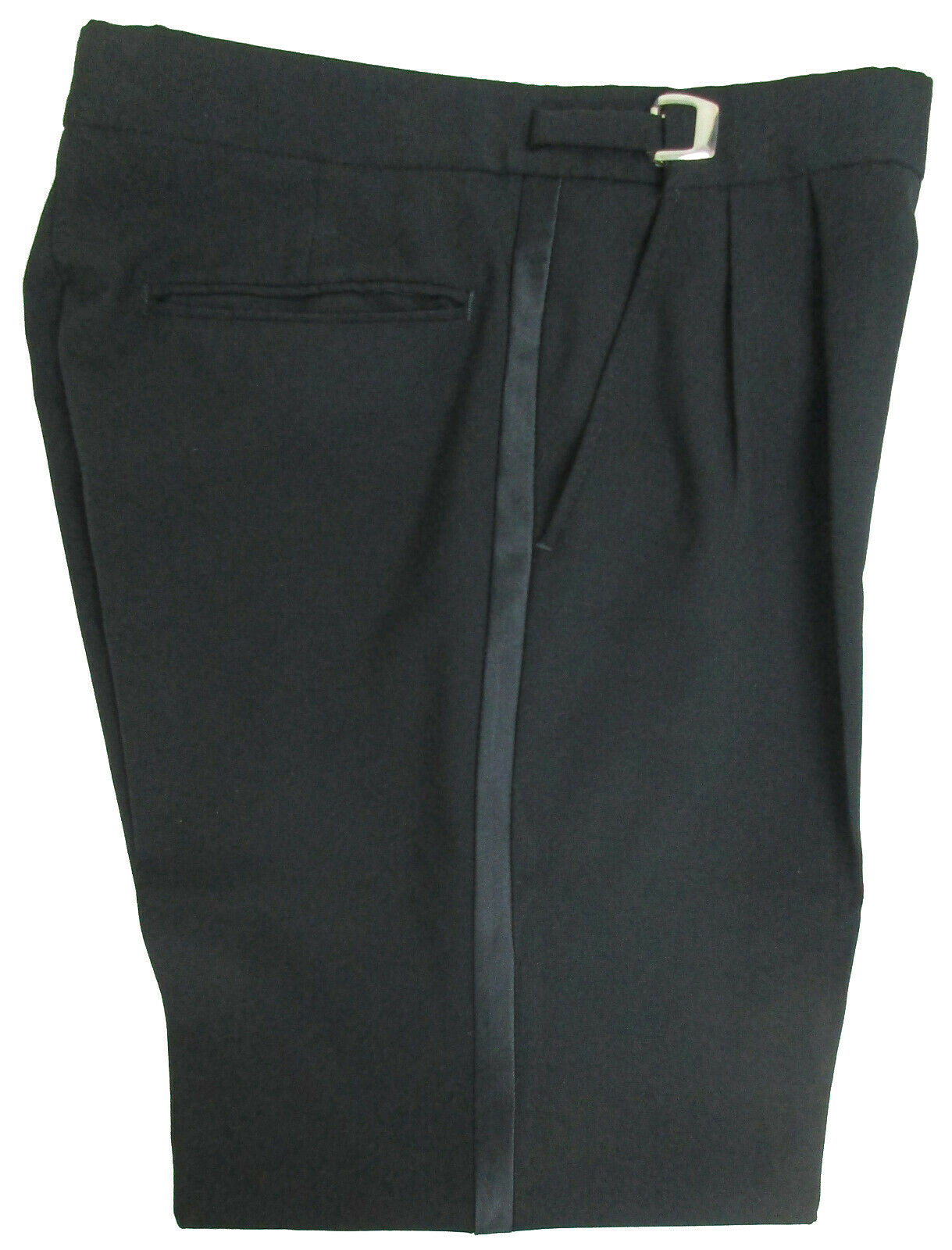 Men’s Black Tuxedo Pants 100% Wool Wedding Mason Prom 30-32″ Waist Long Rise