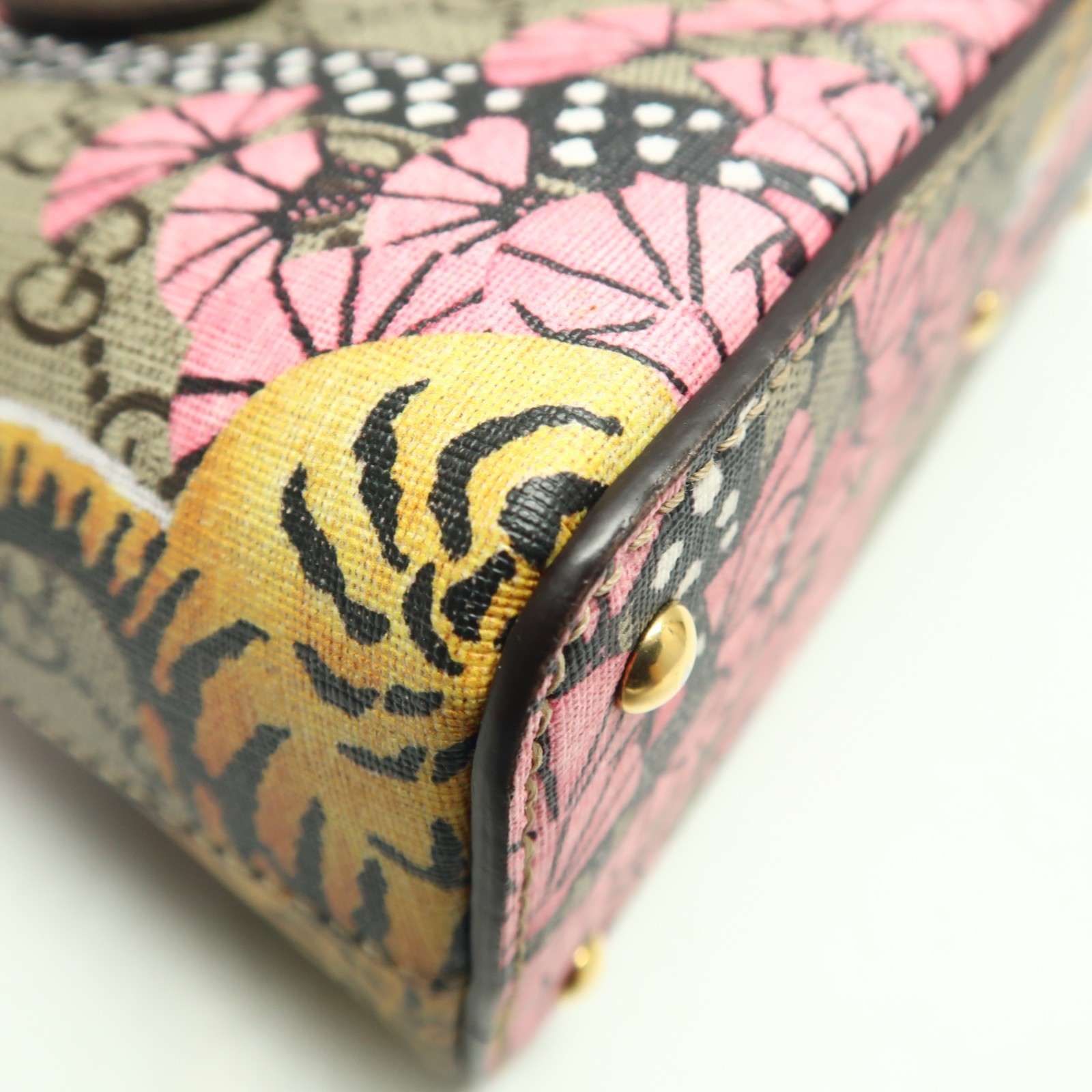 Gucci Blooms Brown GG Bengal Tiger Canvas Satchel T10400162