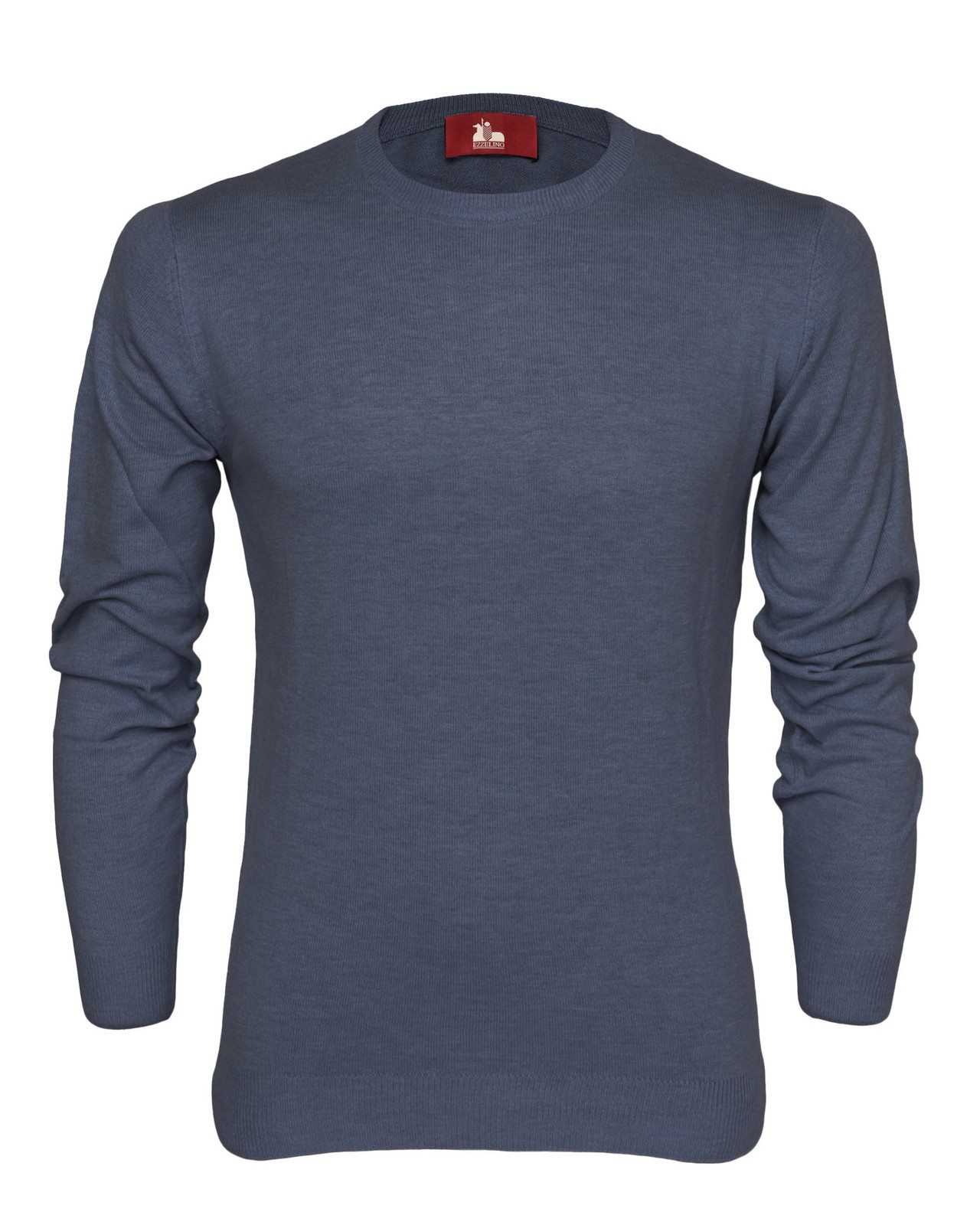 NWT EZZELINO SWEATER crewneck blue wool cotton luxury Italy 2XL